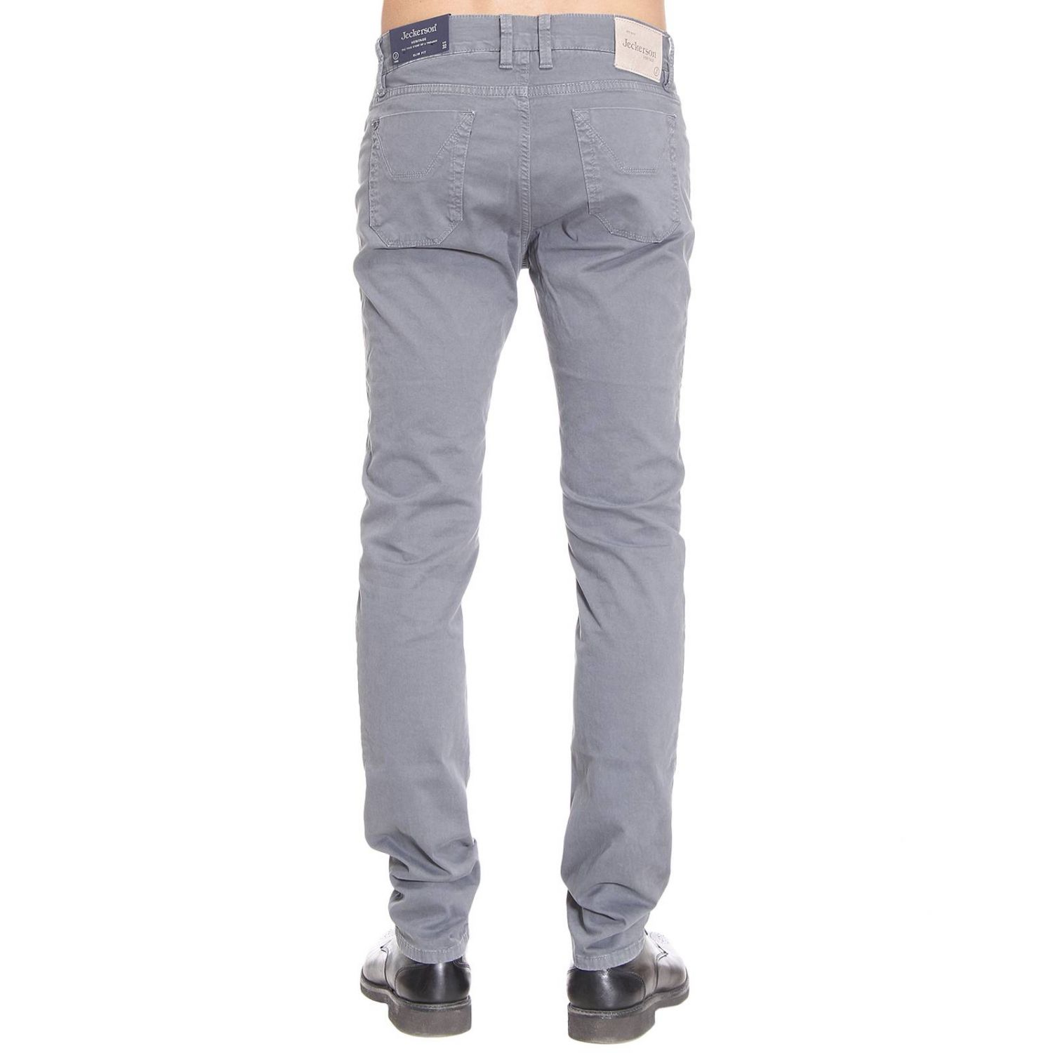 Jeckerson Outlet: Johnny 5 tasche gabardina stretch con toppe alcantara -  Grigio | Pantalone Jeckerson PA07 TT13111 GIGLIO.COM