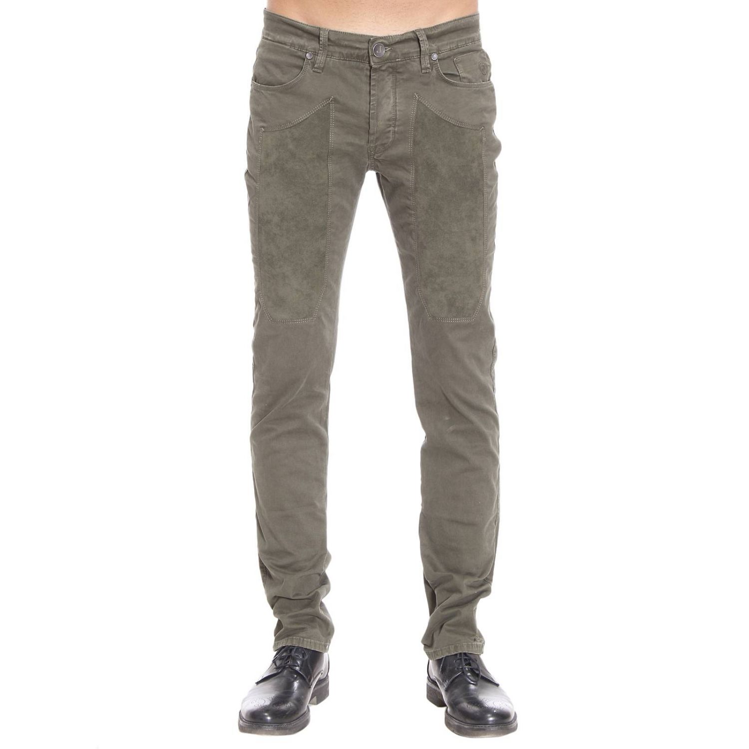 Jeckerson Outlet: Johnny 5 tasche gabardina stretch con toppe alcantara -  Militare | Pantalone Jeckerson PA07 TT13111 GIGLIO.COM
