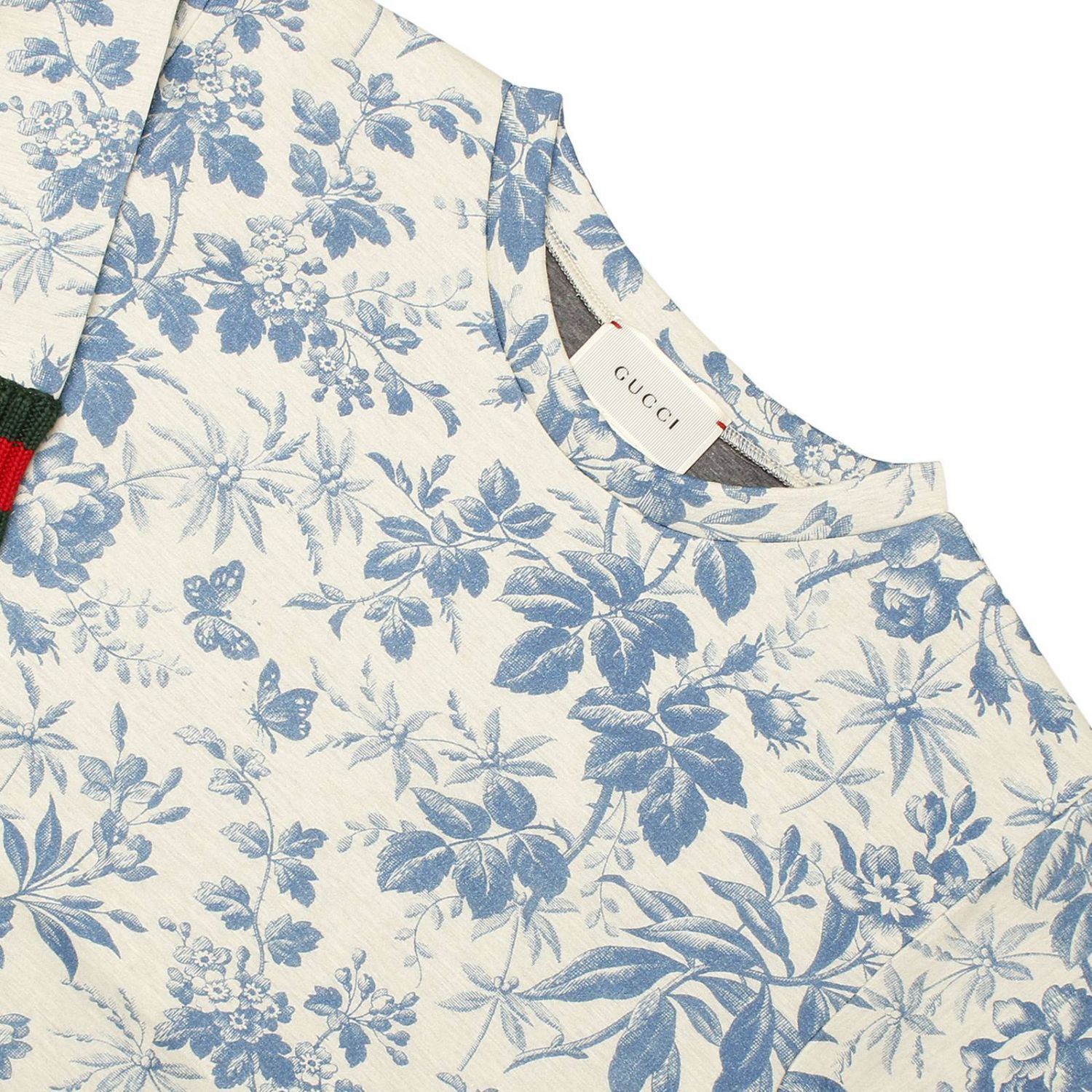 Gucci Outlet: Felpa stampa fiori con fondo web | Abito Gucci Bambino  Azzurro | Abito Gucci 435068 X5E20 GIGLIO.COM
