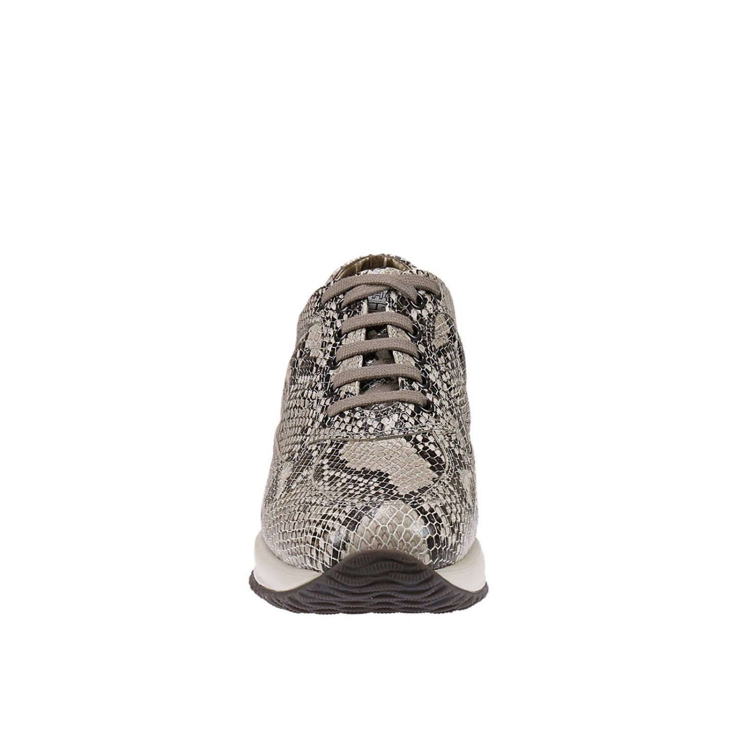 HOGAN: Interactive h bombata pelle stampa pitone - Beige | Sneakers Hogan  HXW00N00010 DRY GIGLIO.COM