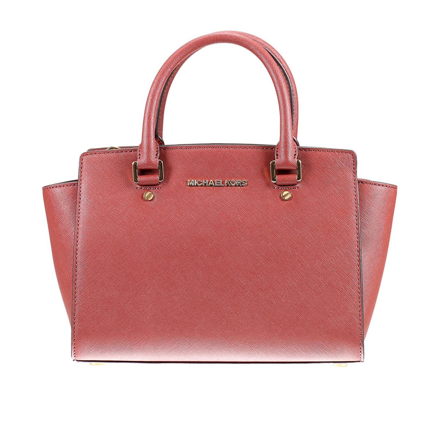 Michael Michael Kors Outlet: Borsa Selma media in pelle saffiano con  tracolla removibile - Mattone | Borsa A Mano Michael Michael Kors  30S3GLMS2L GIGLIO.COM