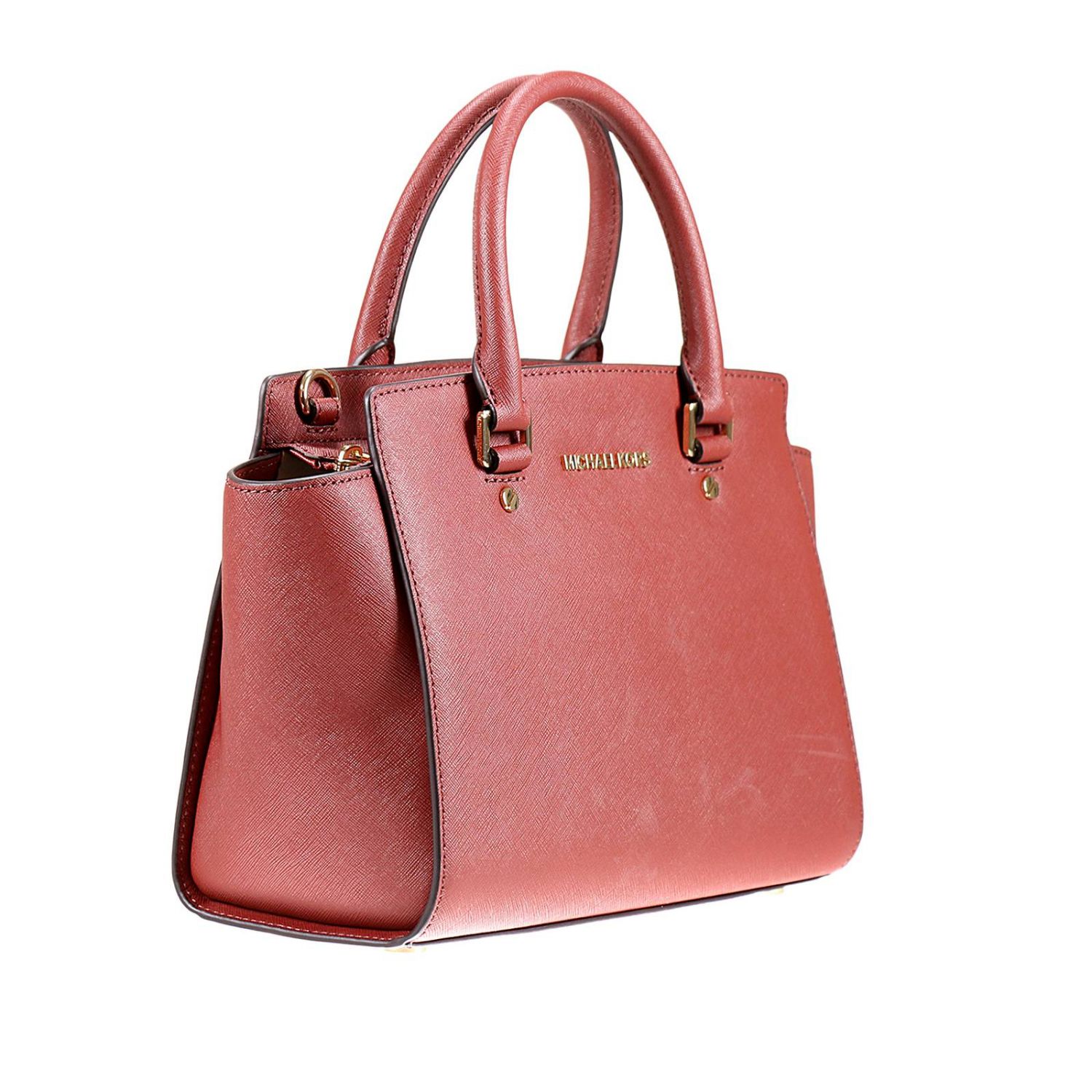 Michael Michael Kors Outlet: Borsa Selma media in pelle saffiano con  tracolla removibile - Mattone | Borsa A Mano Michael Michael Kors  30S3GLMS2L GIGLIO.COM