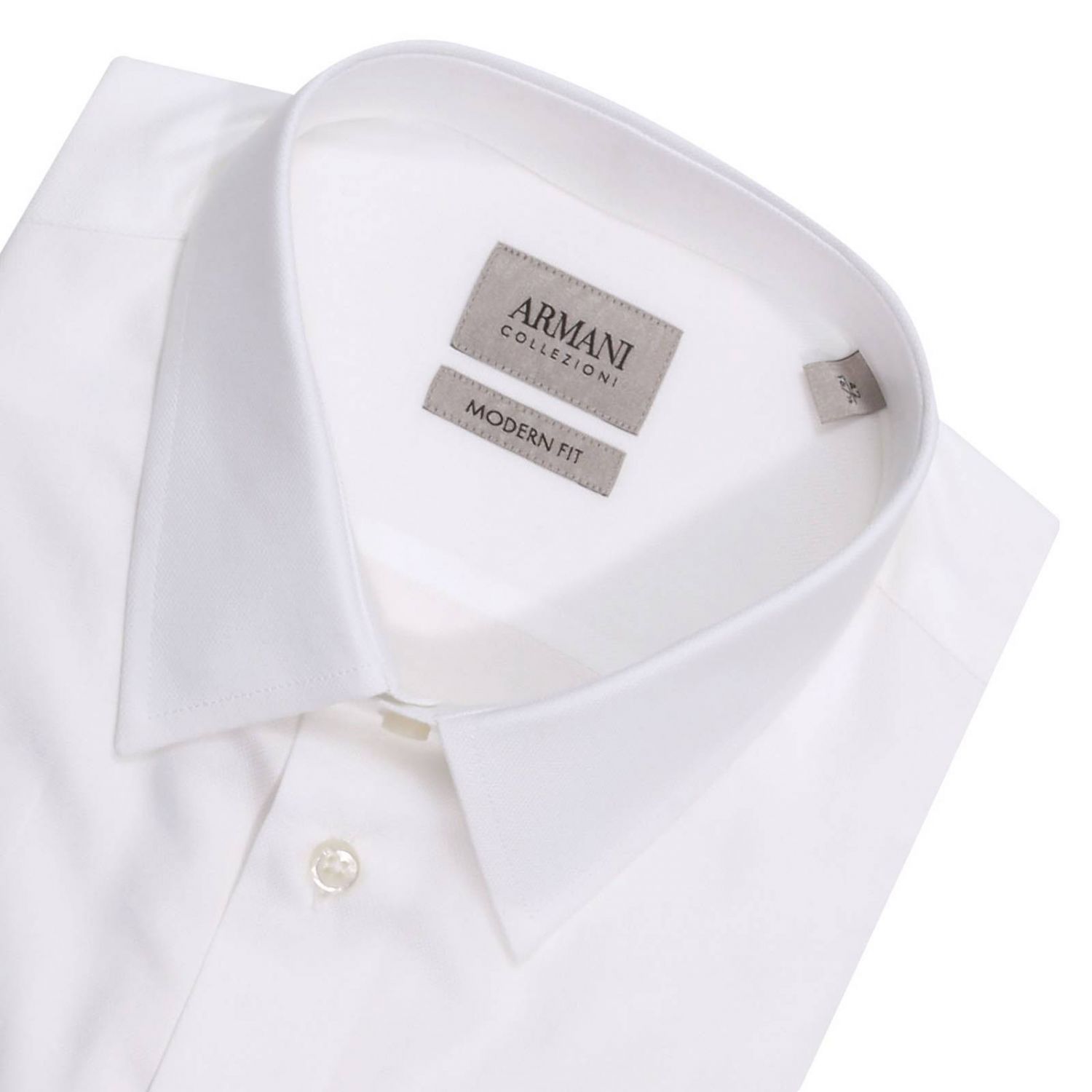 Camicia Armani Collezioni: Camicia modern fit in puro cotone operato con collo italiano bianco 2