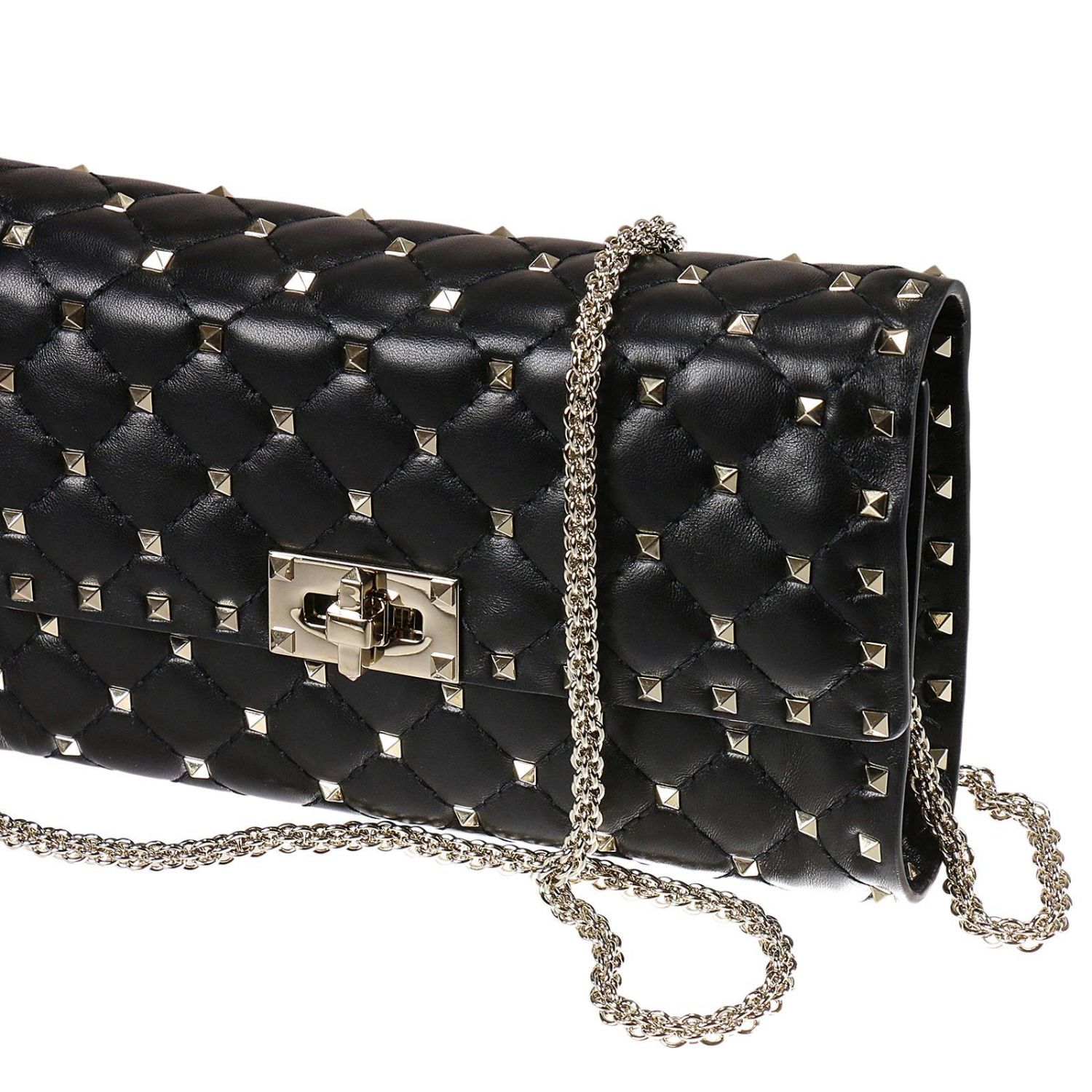 valentino rockstud spike clutch