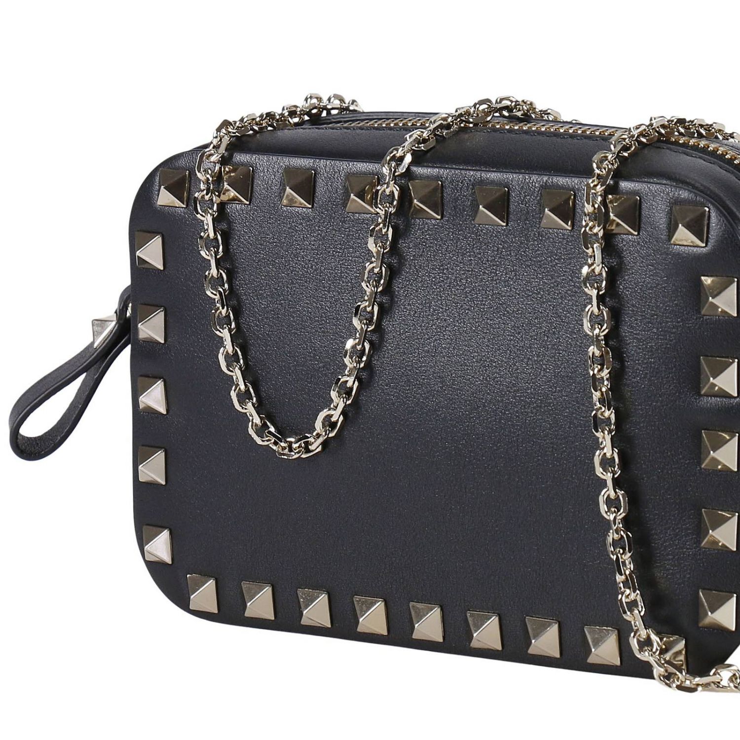 VALENTINO GARAVANI: Bolso pequeño Rockstud en cuero liso con tachas y  correa de cadena | Mini Bolso Valentino Garavani Mujer Negro | Mini Bolso  Valentino Garavani MW2P0654 BOL GIGLIO.COM