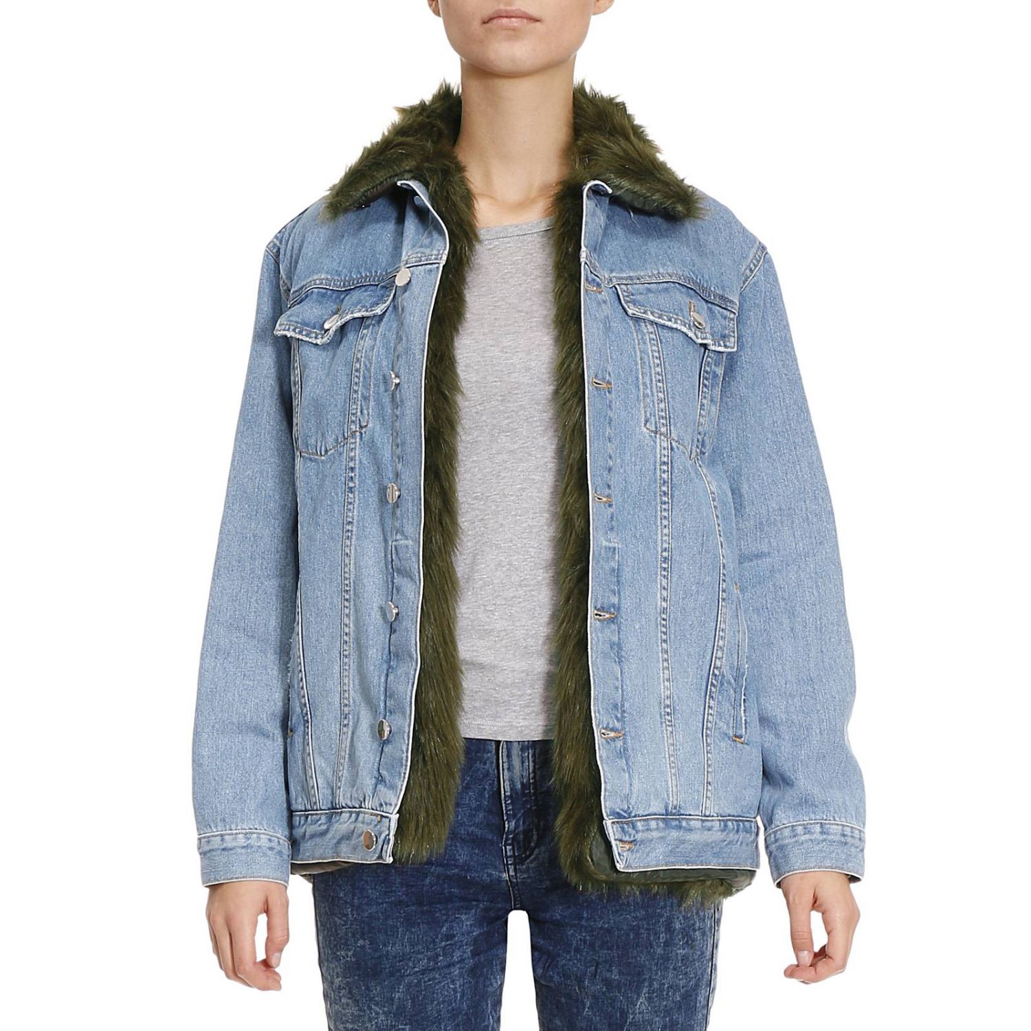 Pinko Outlet: Puma denim, colletto e interno pelliccia staccabile - Denim |  Giacca Pinko 1N11N2 Y26Z PUMA GIGLIO.COM