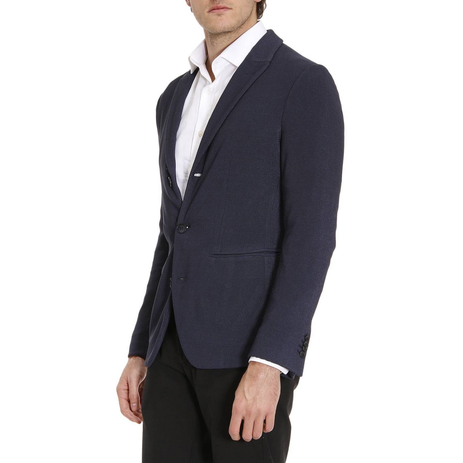 Giorgio Armani Outlet: Ginza 3 bottoni rever a lancia in jersey operato -  Blue | Blazer Giorgio Armani VSGK51 VS540 GIGLIO.COM
