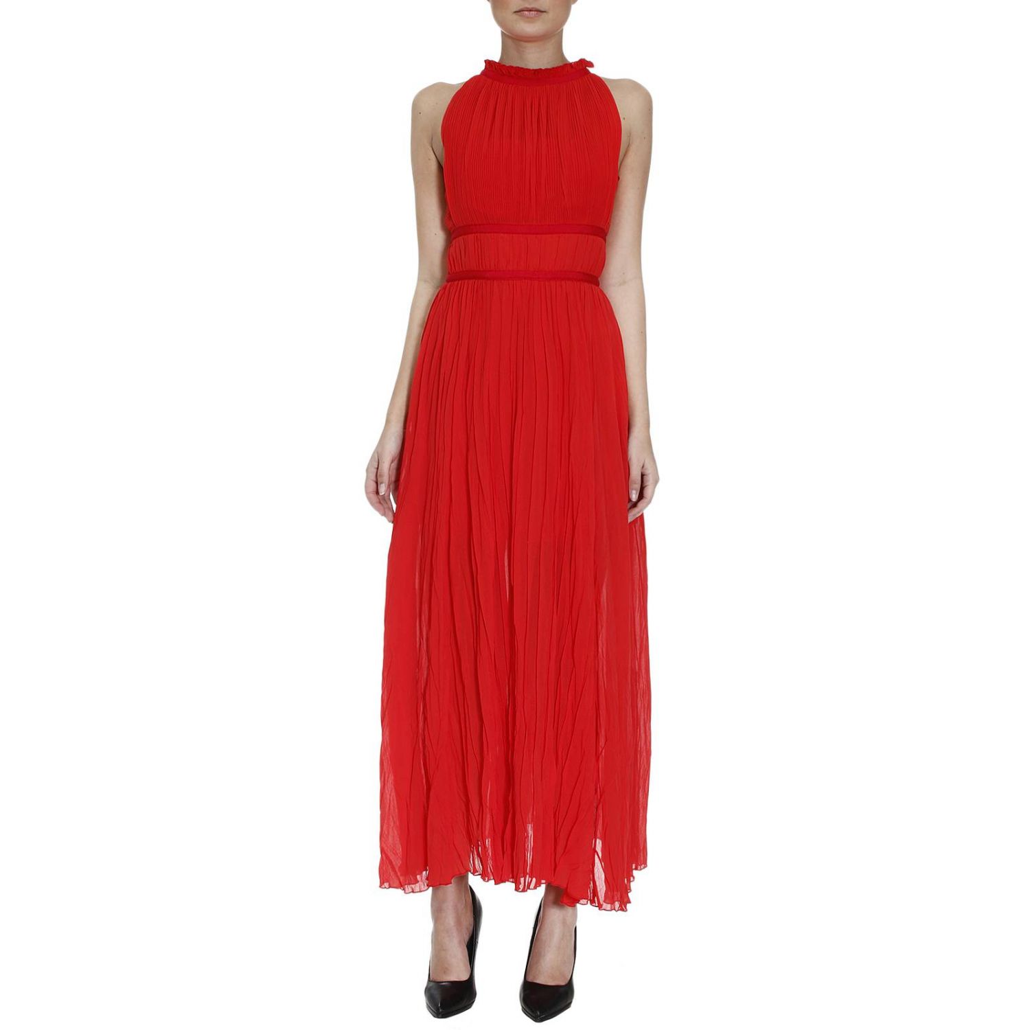 Pinko Outlet: Abito lungo Rapallo senza maniche con plissè stropicciato -  Corallo | Abito Pinko 1B12FG 4765 RAPALLO GIGLIO.COM