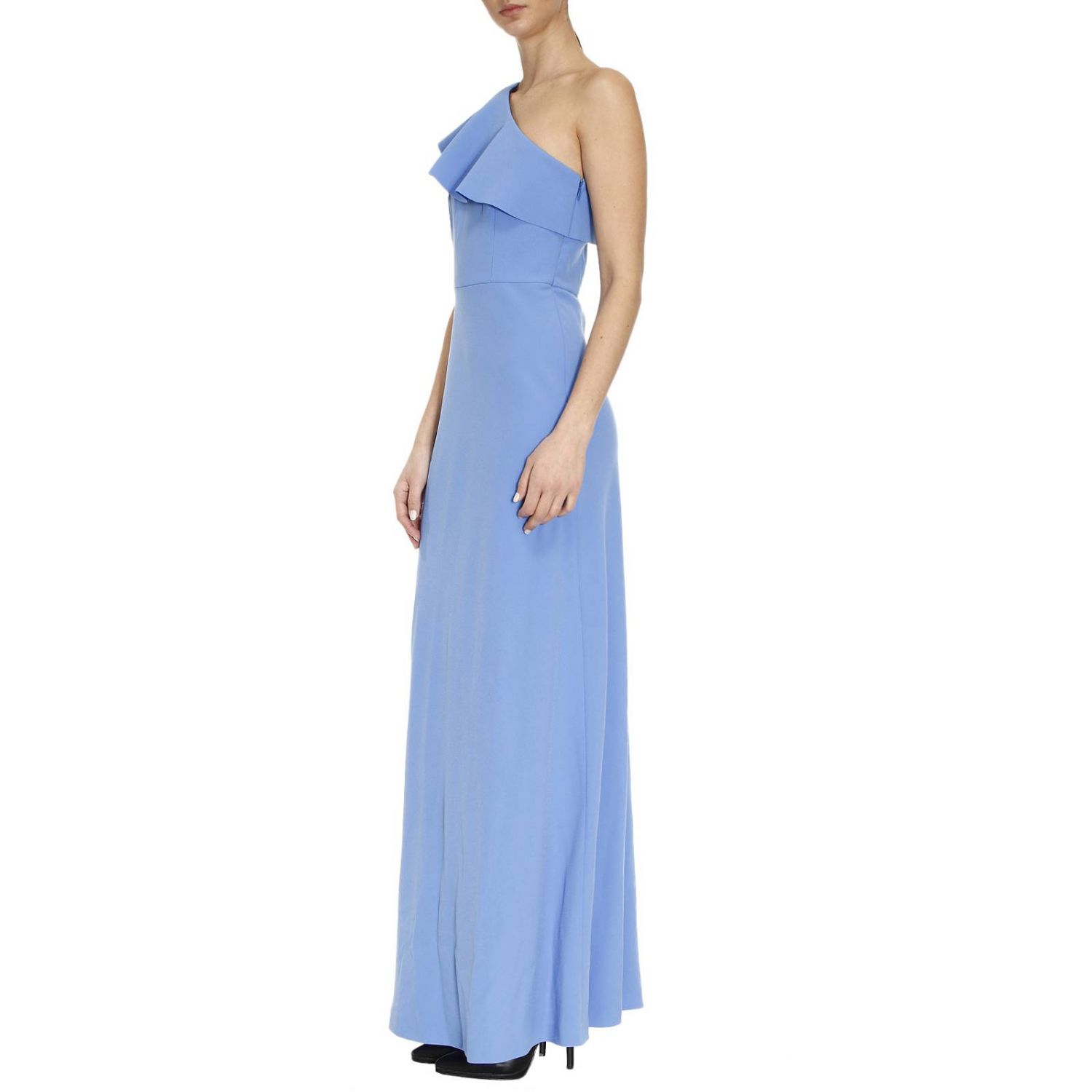 Pinko Outlet: Abito lungo monospalla con rouche | Abito Pinko Donna Azzurro  | Abito Pinko 1B12GM 6352 ORZINOVI 1 GIGLIO.COM