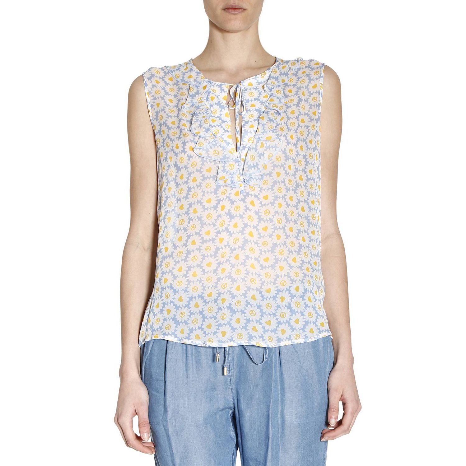 Top Love Moschino Woman Color Gnawed Blue