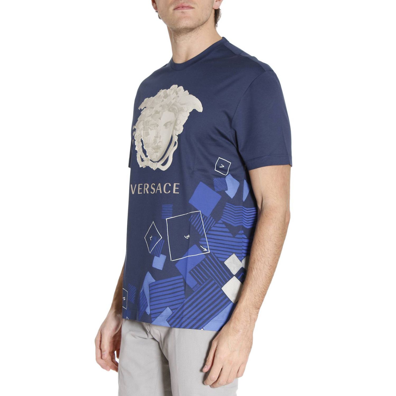 T-shirt men Versace | T-Shirt Versace Men Blue | T-Shirt Versace A75799 A201952 Giglio EN