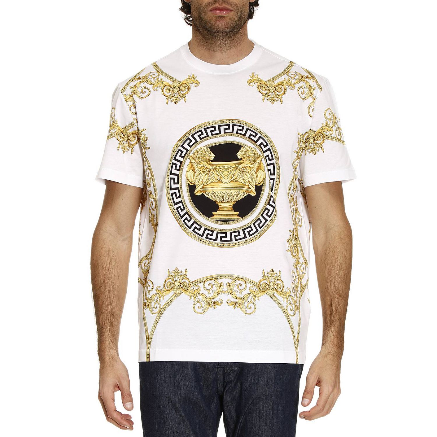 Versace Outlet T Shirt Men White T Shirt Versace A76113 A221496