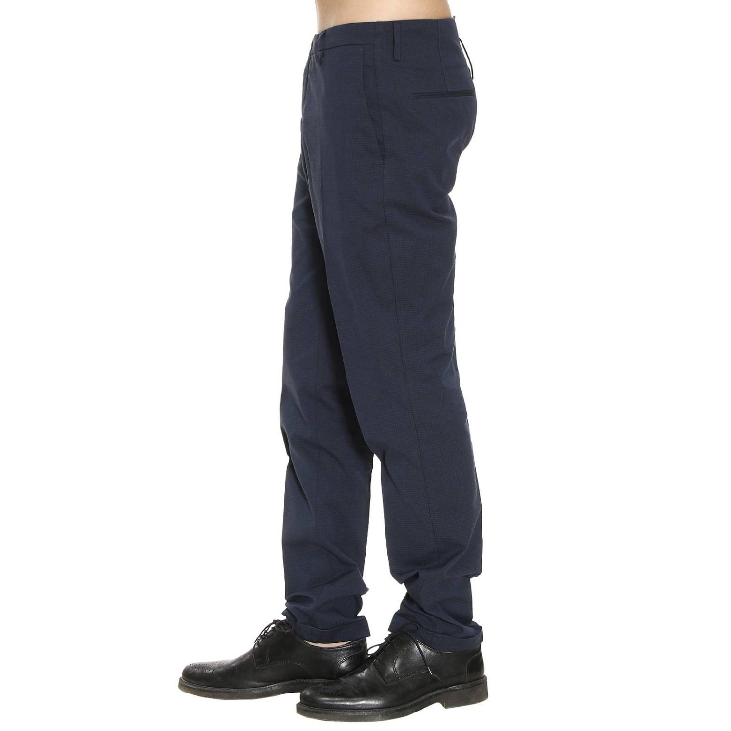 Siviglia White Outlet: Pantalone in cotone stretch con micro stampa a  quadri - Blue | Pantalone Siviglia White BWCW S701 GIGLIO.COM