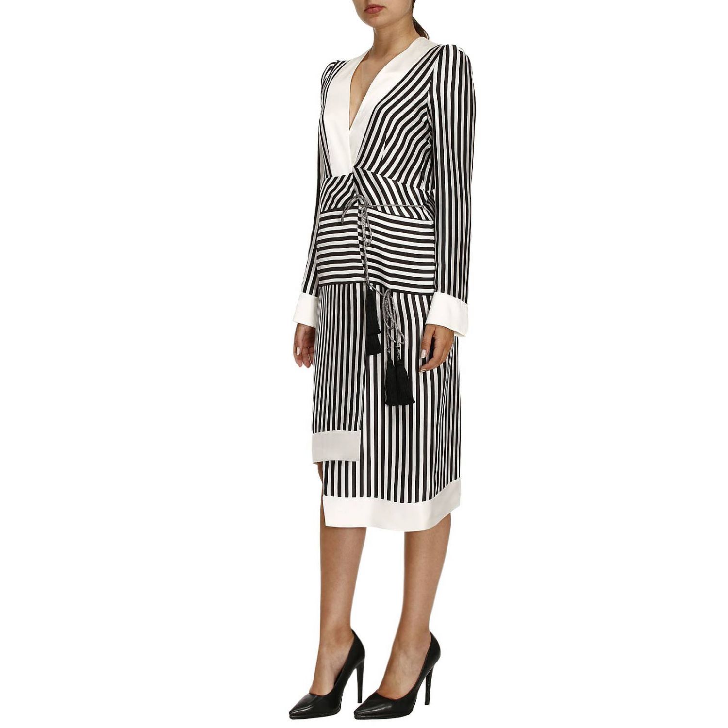 Etro Outlet: Chemisier incrociato manica lunga righe | Abito Etro Donna  Nero | Abito Etro 16312 4563 GIGLIO.COM