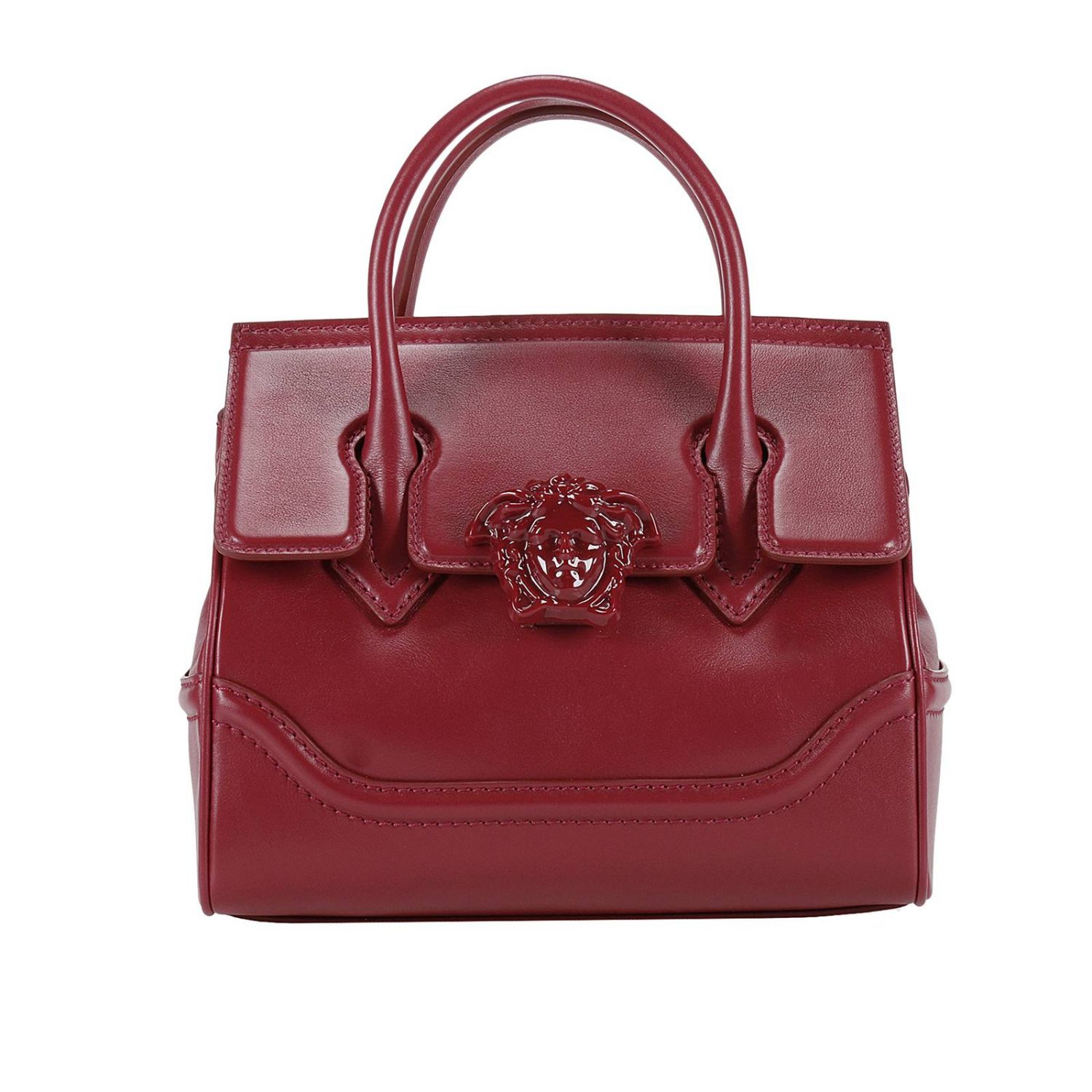 Versace Outlet: Borsa Palazzo Empire media in pelle con testa di medusa -  Rosso | Borsa A Mano Versace DBFF452 DSTVT GIGLIO.COM