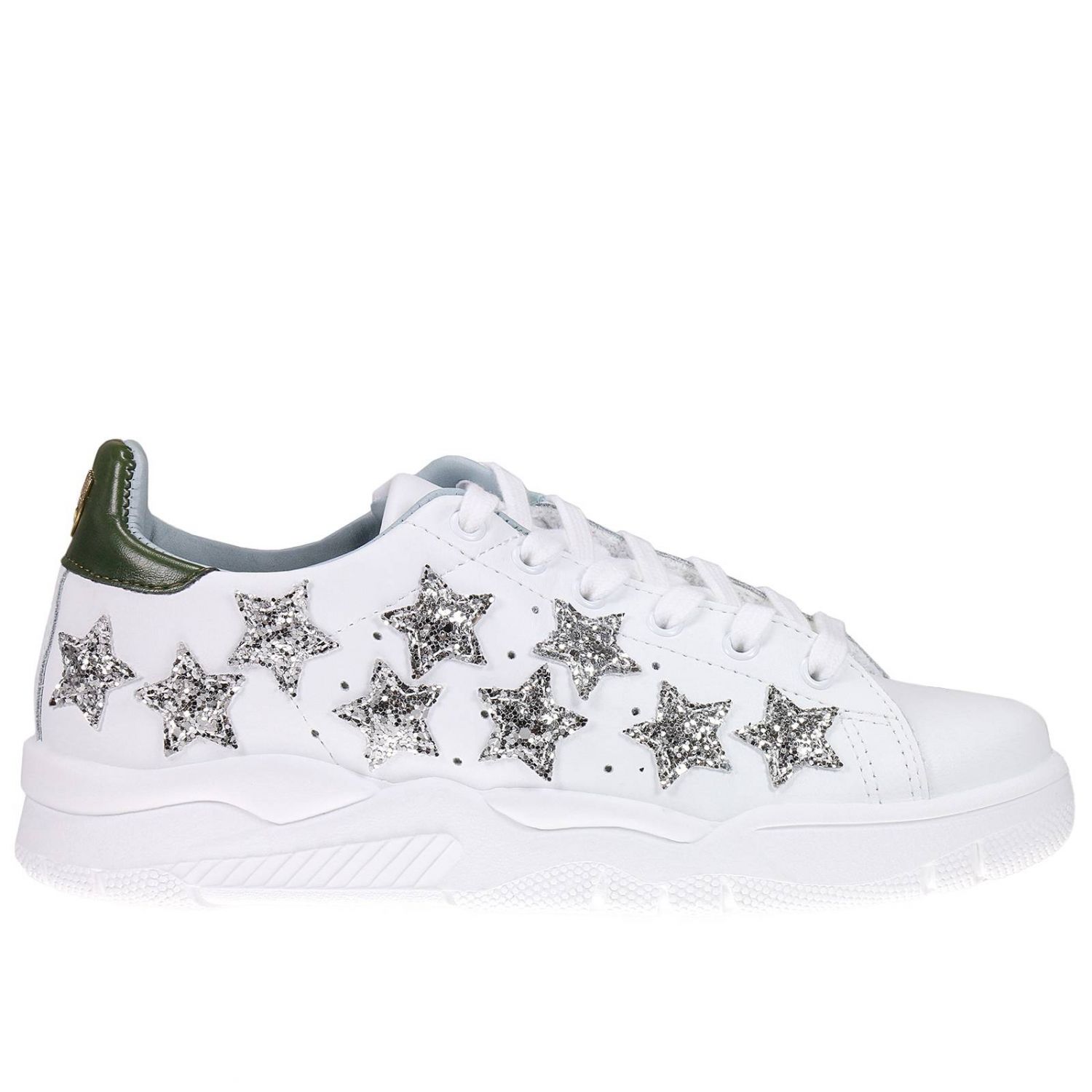 Chiara Ferragni Outlet: Sneakers con stelle argento glitter - Bianco |  Sneakers Chiara Ferragni CF1574 GIGLIO.COM