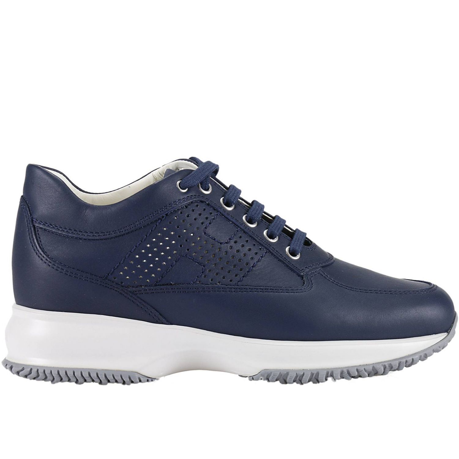 HOGAN: Interactive pelle h forata - Blue | Sneakers Hogan HXW00N00E30 DU0  GIGLIO.COM