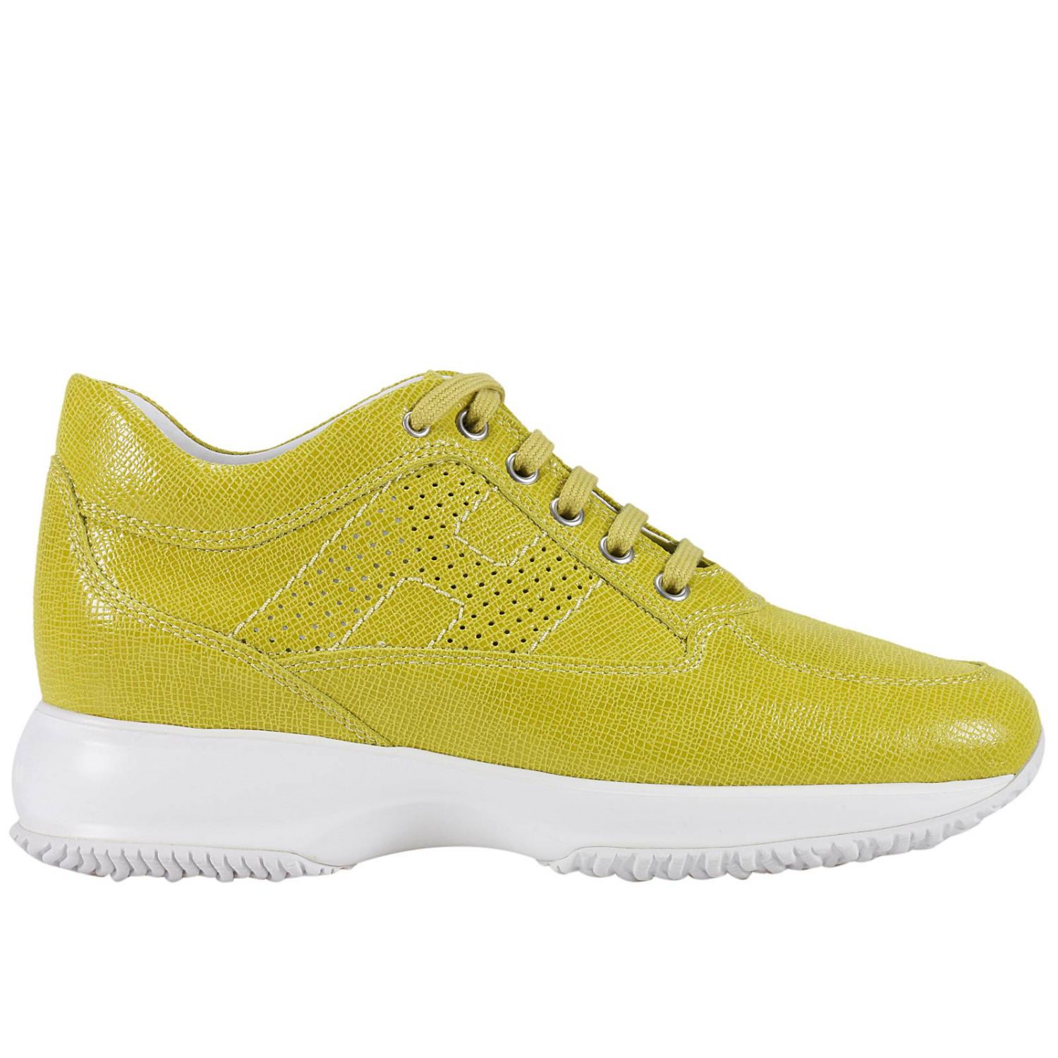 HOGAN: Interactive pelle stampa chink h forata - Giallo | Sneakers Hogan  HXW00N00E30 FF8 GIGLIO.COM