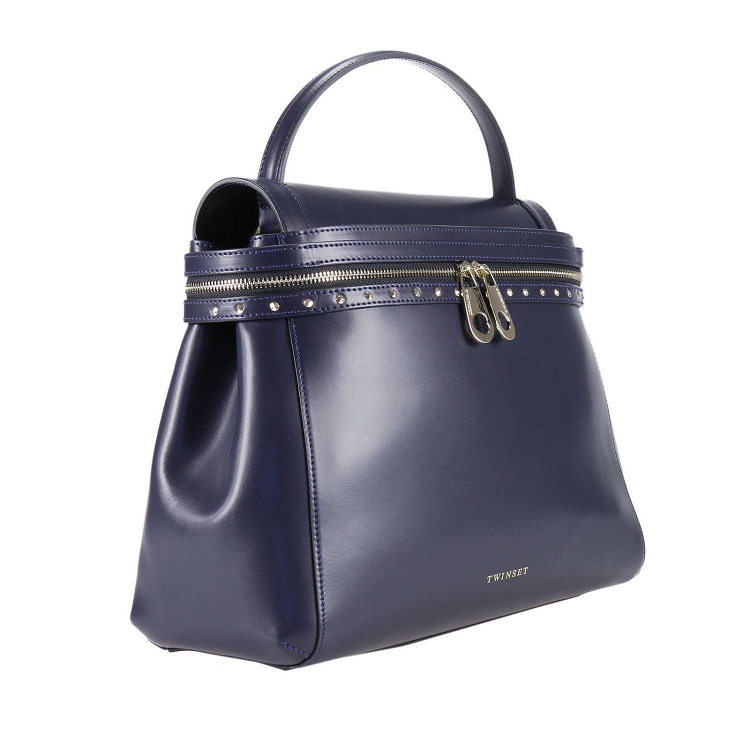 Twinset Outlet: Borsa Cécile Deux grande in pelle con tracolla | Borsa A  Mano Twinset Donna Blue | Borsa A Mano Twinset AS7PW1 GIGLIO.COM