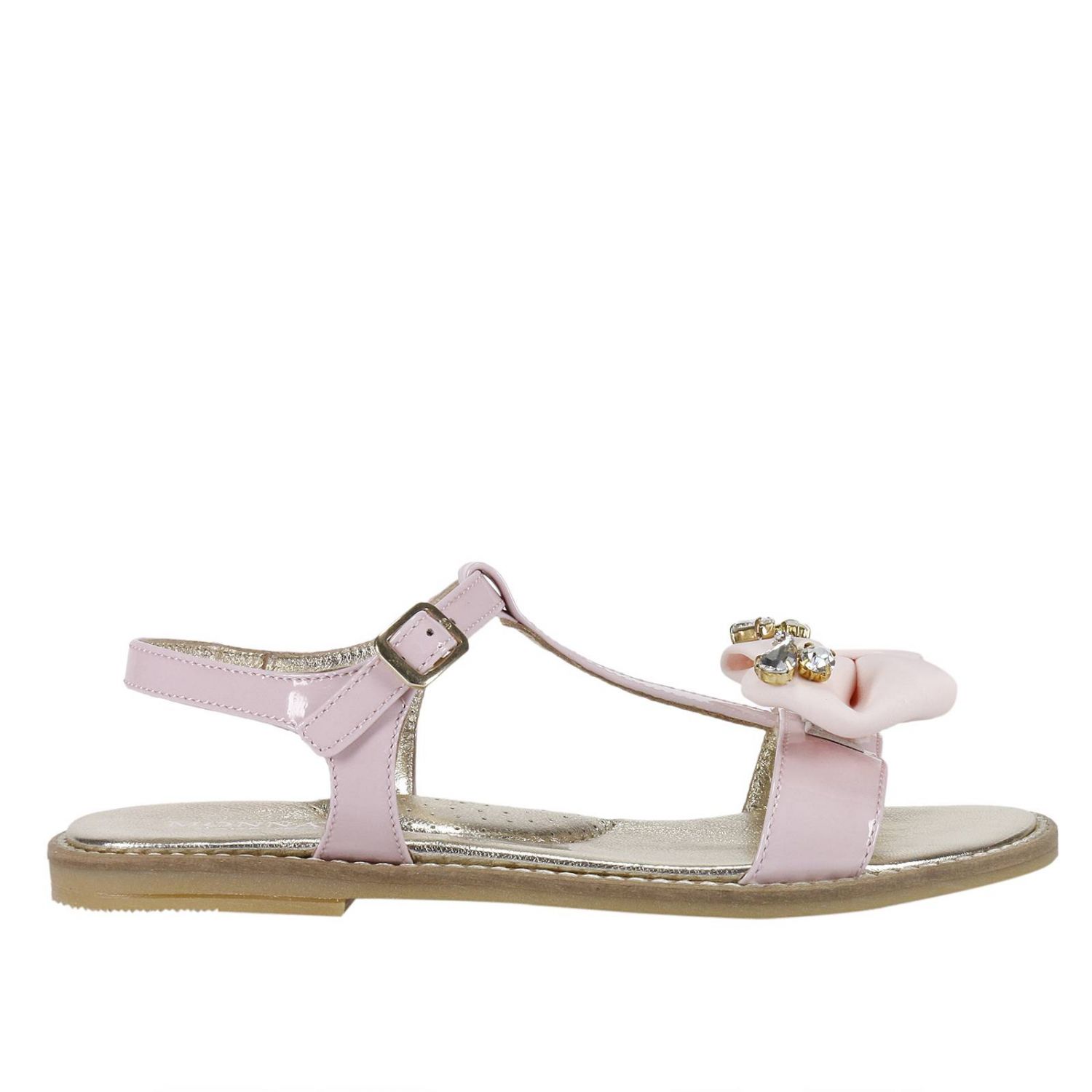 Monnalisa Outlet: Sandalo vernice con fiocco e strass - Rosa | Scarpe  Monnalisa 879003 9706 GIGLIO.COM