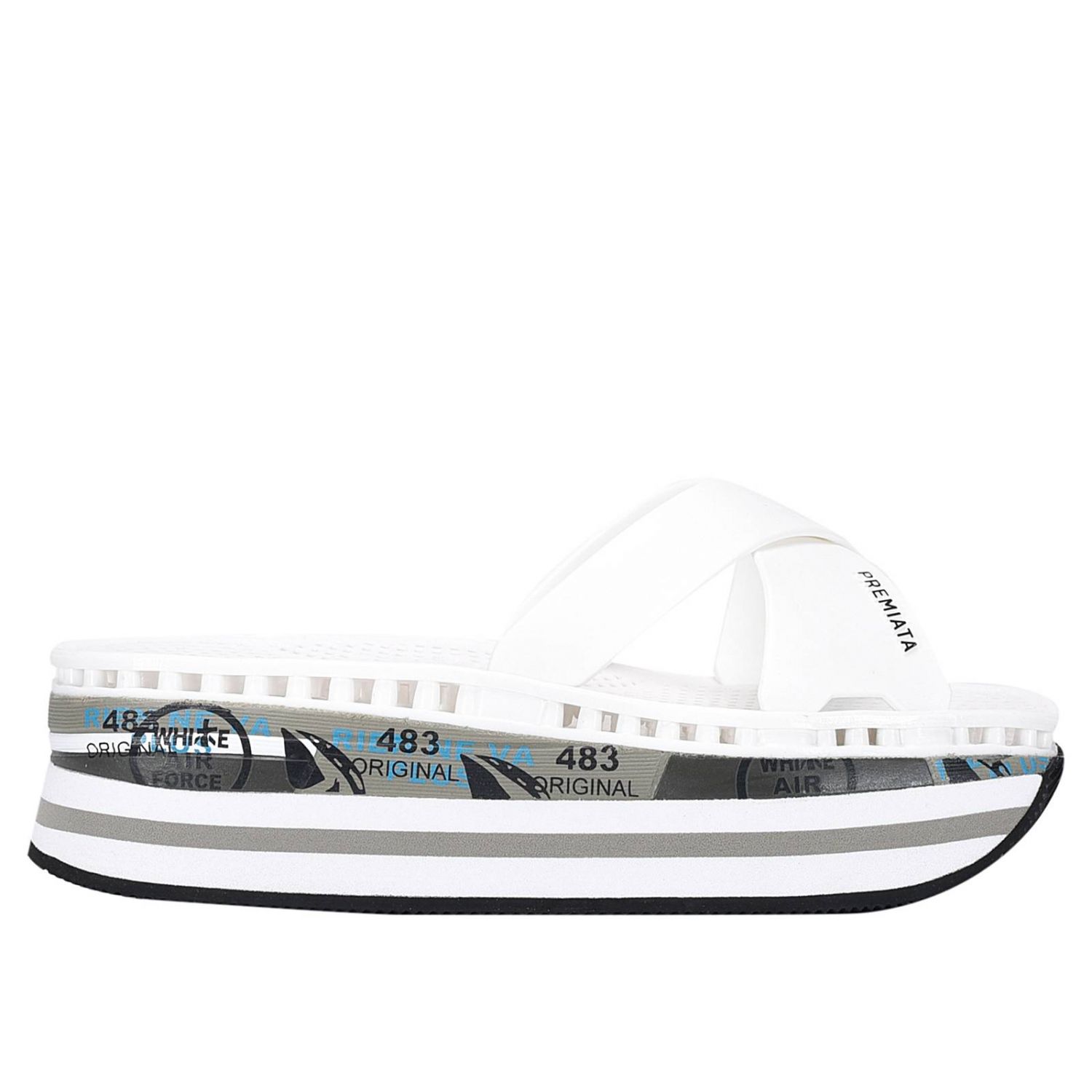 Premiata Outlet: Moura ciabatta incrocio fondo zeppa 4cm | Scarpe Con Zeppa  Premiata Donna Bianco | Scarpe Con Zeppa Premiata MOURA GIGLIO.COM