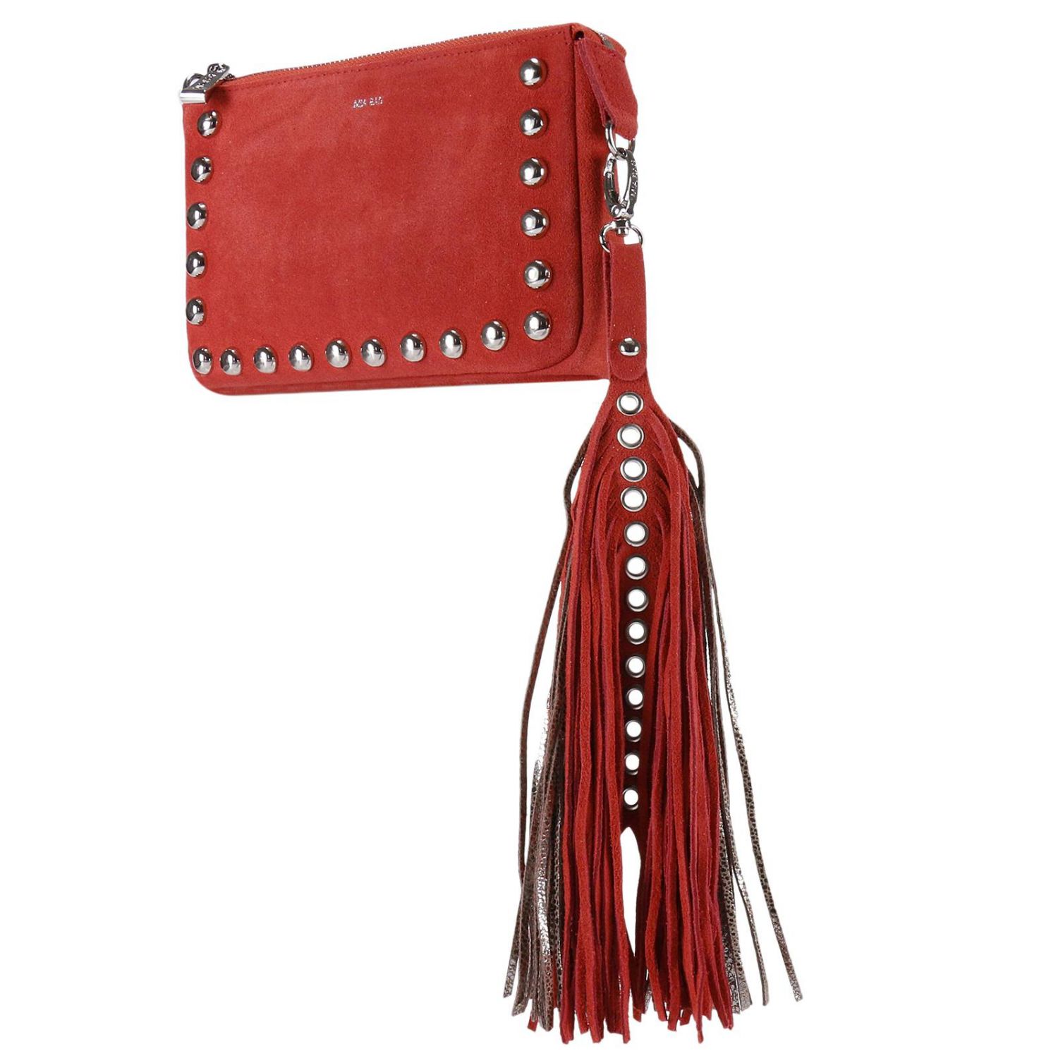 Mia Bag Outlet: Borsa a tracolla small in camoscio con borchie e charm -  Rosso | Clutch Mia Bag 16448 GIGLIO.COM