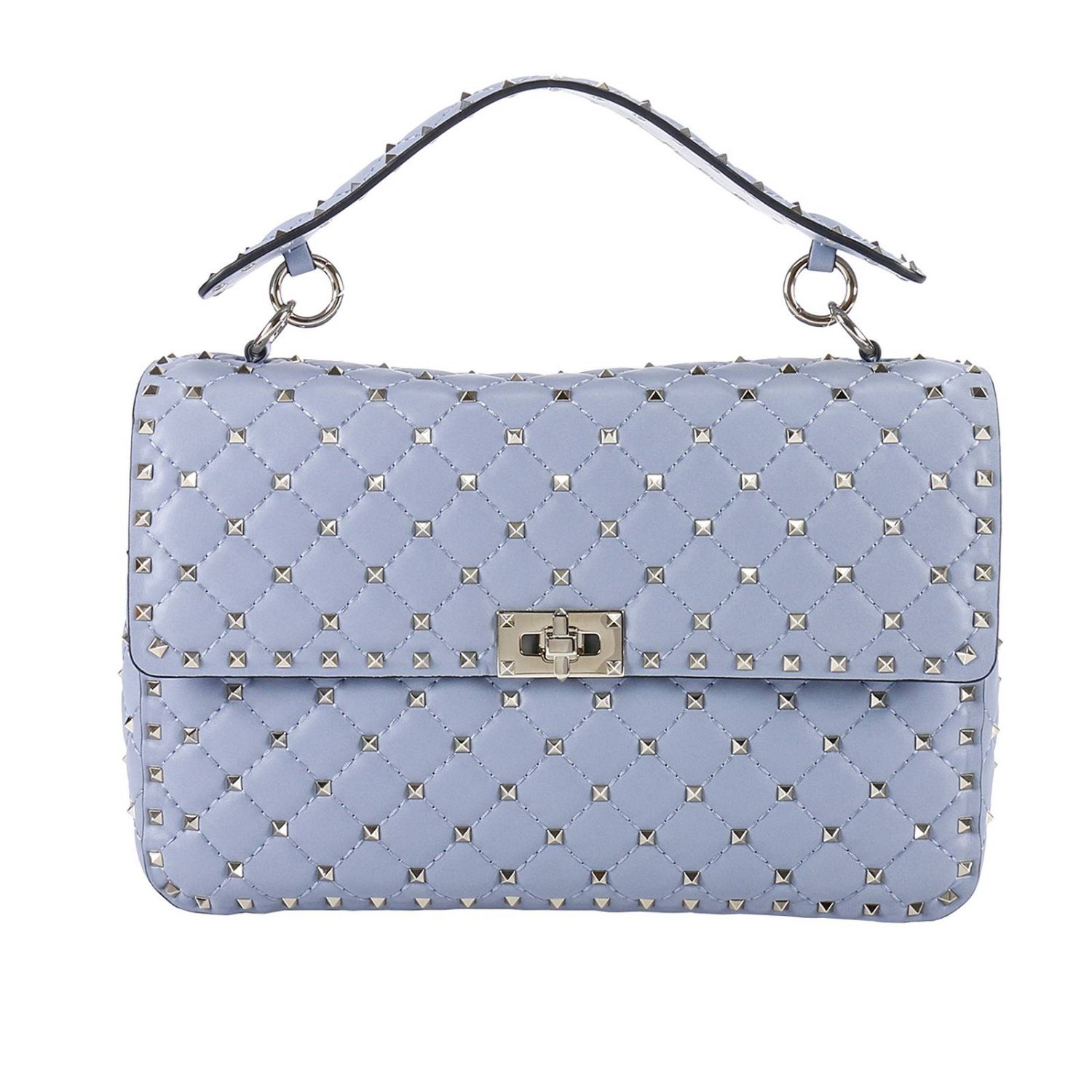 VALENTINO GARAVANI: Borsa Rockstud Spike media in pelle di agnello con  manico e tracolla - Celeste | Borsa A Spalla Valentino Garavani MW0B0121  NAP GIGLIO.COM