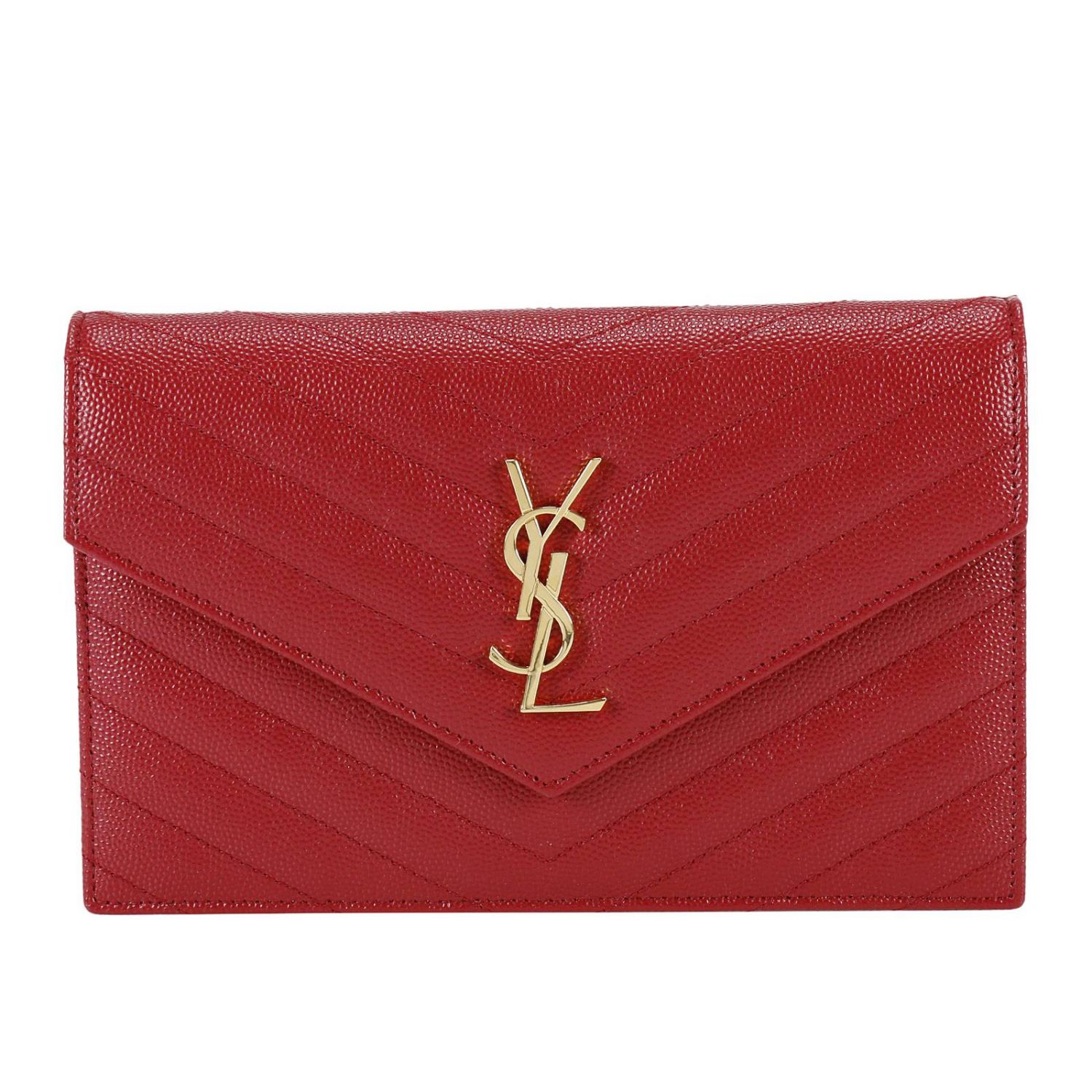 SAINT LAURENT: Borsa mini con tracolla removibile e monogramma YSL - Rosso  | Borsa Mini Saint Laurent 393953 BOW01 GIGLIO.COM