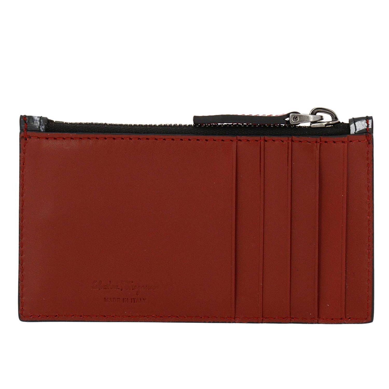 Salvatore Ferragamo Outlet: Portafoglio Tango in pelle con stampa gancio  mediterraneo e porta tessere - Nero | Portafoglio Salvatore Ferragamo  674867 660849 GIGLIO.COM