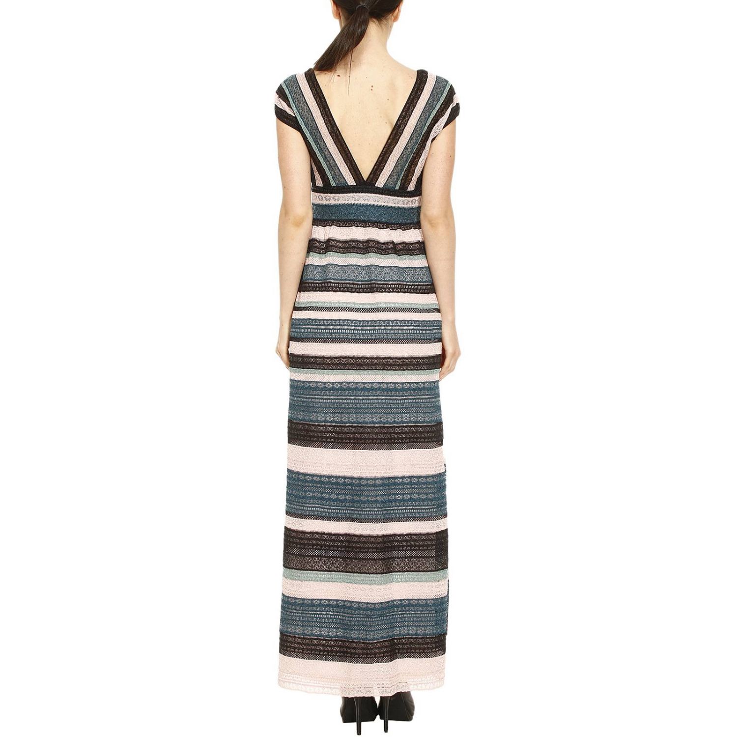 M Missoni Outlet: Abito lungo in jacquard super stretch con righe colorate  - Fantasia | Abito M Missoni ND3KD22N 2KH GIGLIO.COM