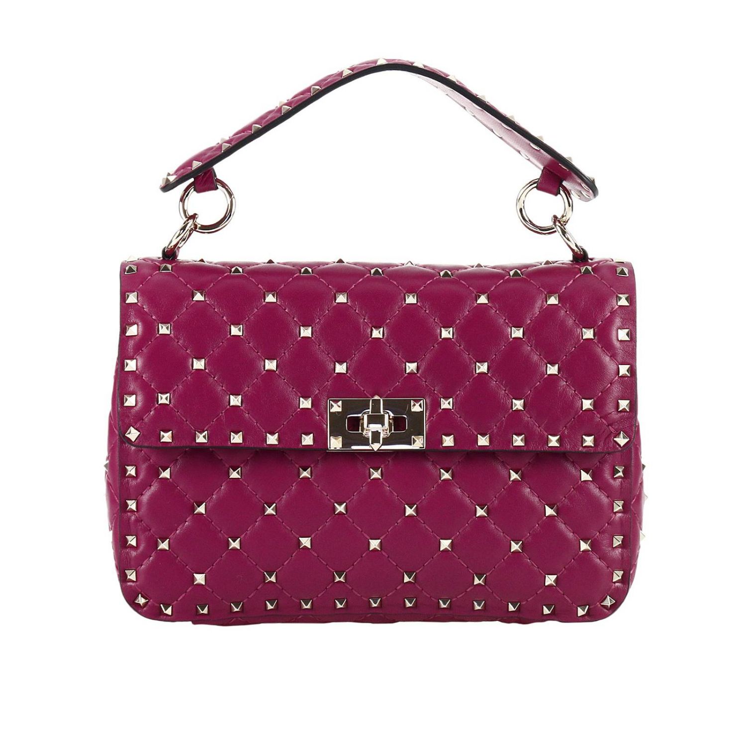VALENTINO GARAVANI: Bolso Rockstud Spike con asa plana y correa de hombro -  Granate | Bolso De Mano Valentino Garavani NW2B0122 NAP GIGLIO.COM