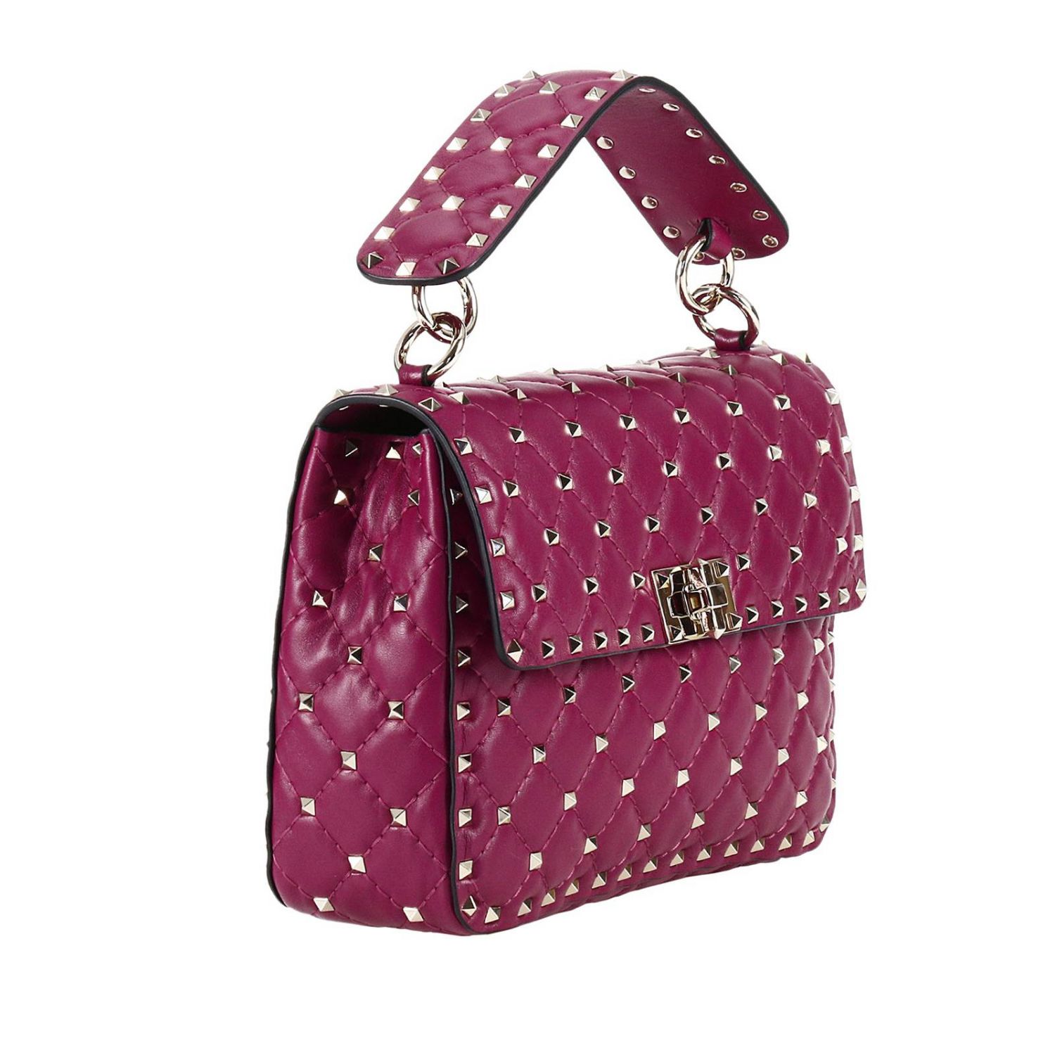 VALENTINO GARAVANI: Bolso Rockstud Spike con asa plana y correa de hombro -  Granate | Bolso De Mano Valentino Garavani NW2B0122 NAP GIGLIO.COM