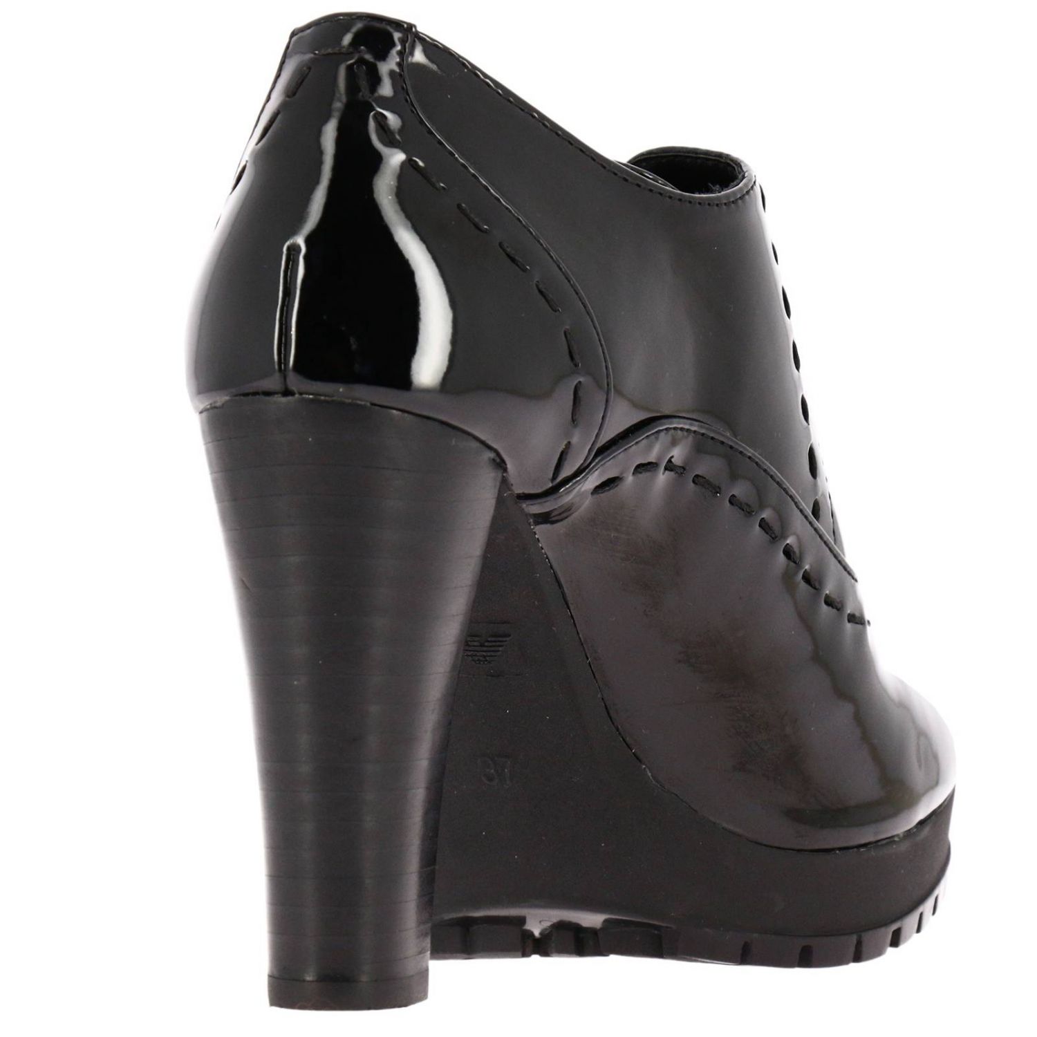 Armani Jeans Outlet: Francesina stringata in vernice sintetica con plateau  a carrarmato e tacco - Nero | Tronchetti Armani Jeans 925263 7A620 GIGLIO. COM