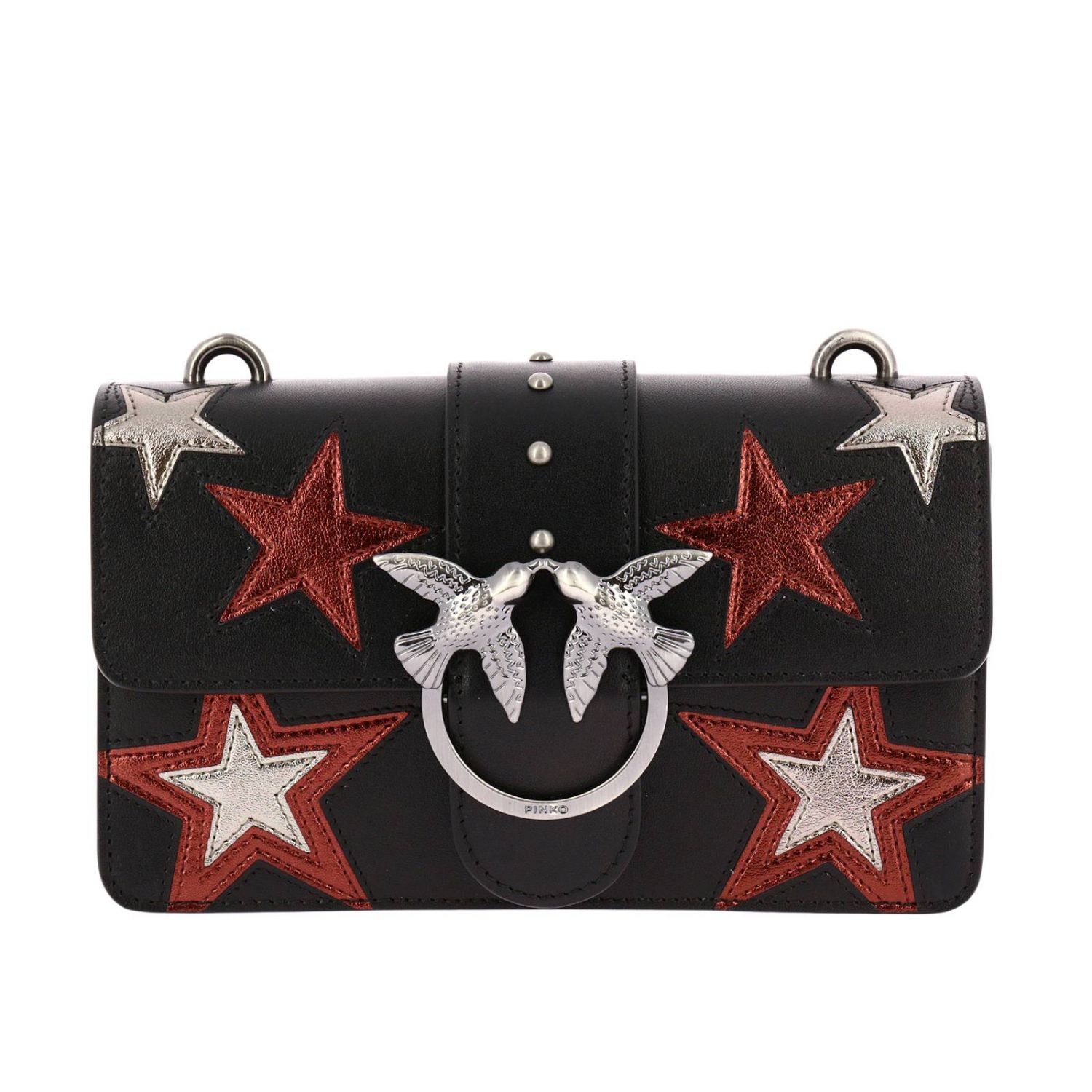 Pinko Outlet: Borsa Mini Love Stars in pelle con intarsi di stelle  specchiate - Nero | Borsa Mini Pinko 1P210G-Y3XP MINI LOVE STARS GIGLIO.COM