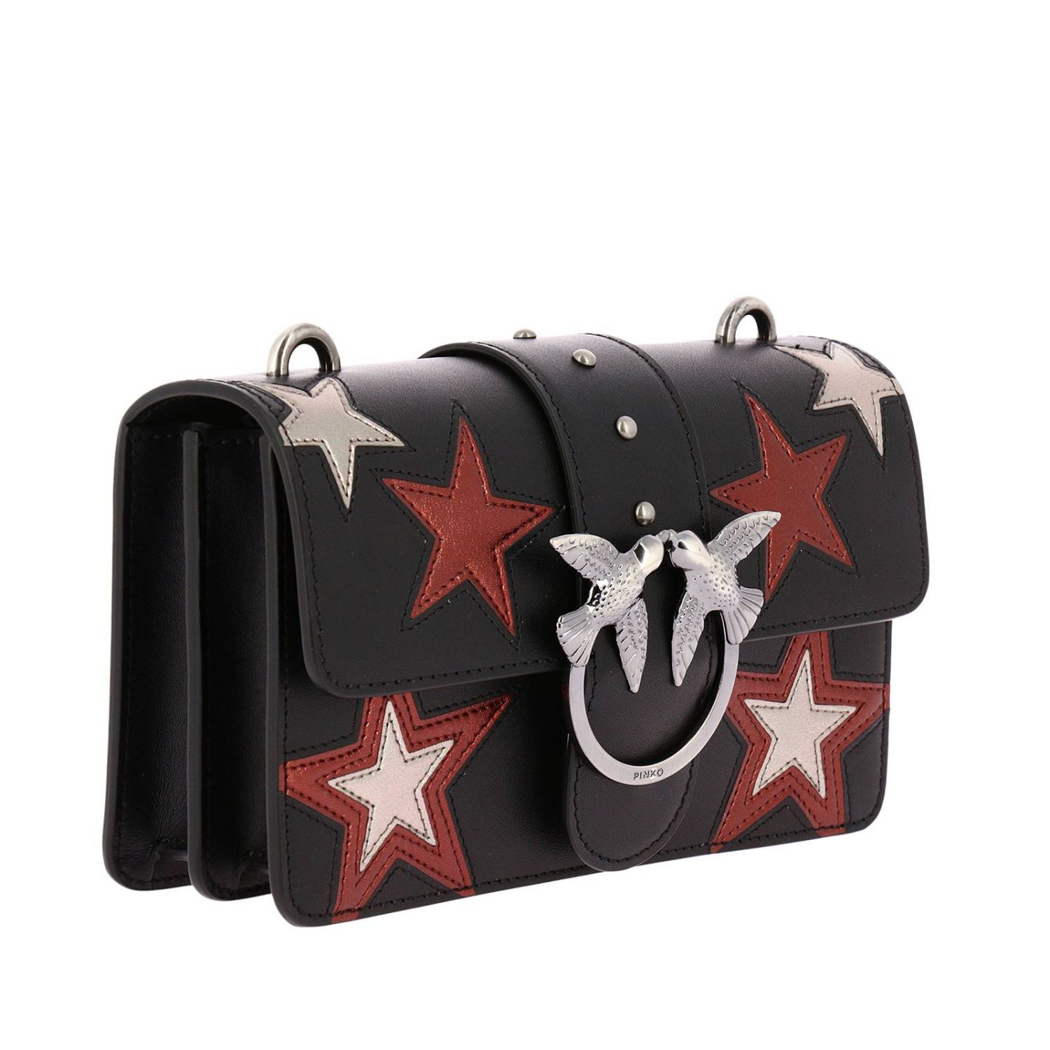 Pinko Outlet: Borsa Mini Love Stars in pelle con intarsi di stelle  specchiate - Nero | Borsa Mini Pinko 1P210G-Y3XP MINI LOVE STARS GIGLIO.COM