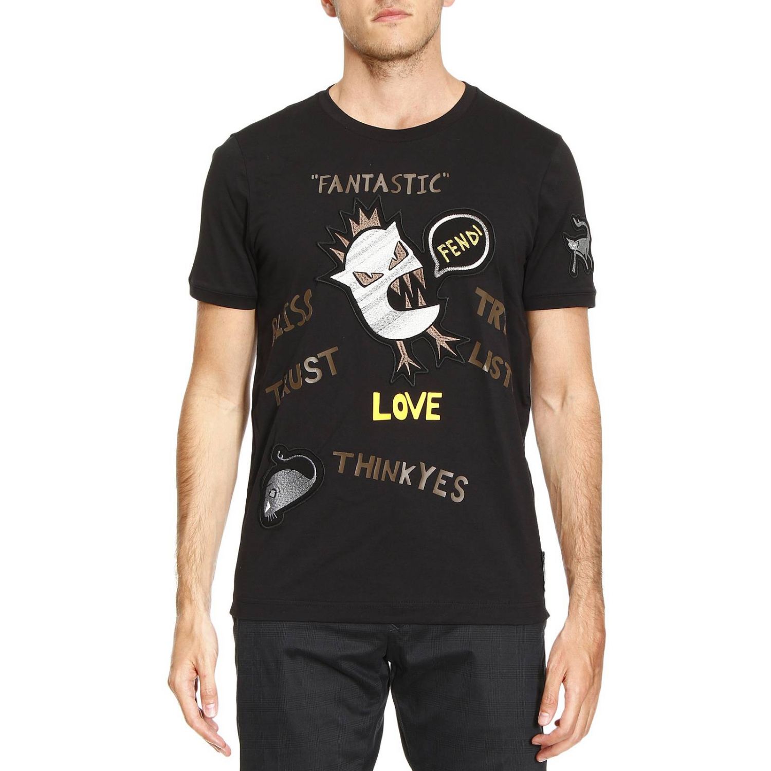 Tshirt men Fendi TShirt Fendi Men Black TShirt Fendi FY0682 SJY