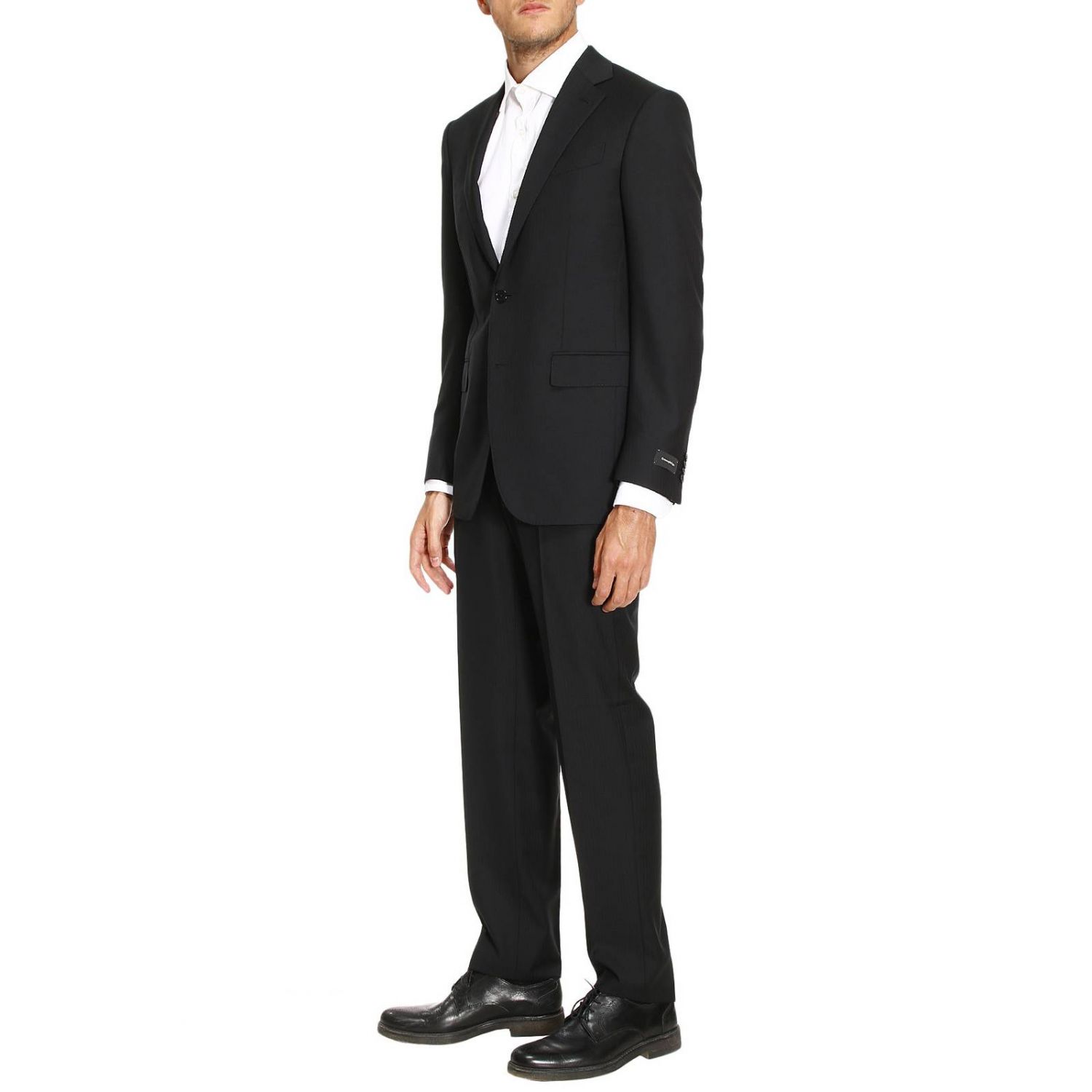 Ermenegildo Zegna Outlet: Abito Mila monopetto a due bottoni drop 7 in lana  extra light 260 gr con motivo gessato - Nero | Abito Ermenegildo Zegna  221225 222 GIGLIO.COM