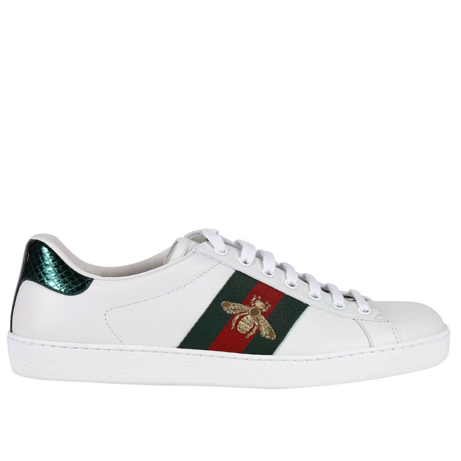 GUCCI: Sneaker bassa Ace con fasce Web e ricamo ape lurex - Bianco | Sneakers  Gucci 429446 A38G0 GIGLIO.COM