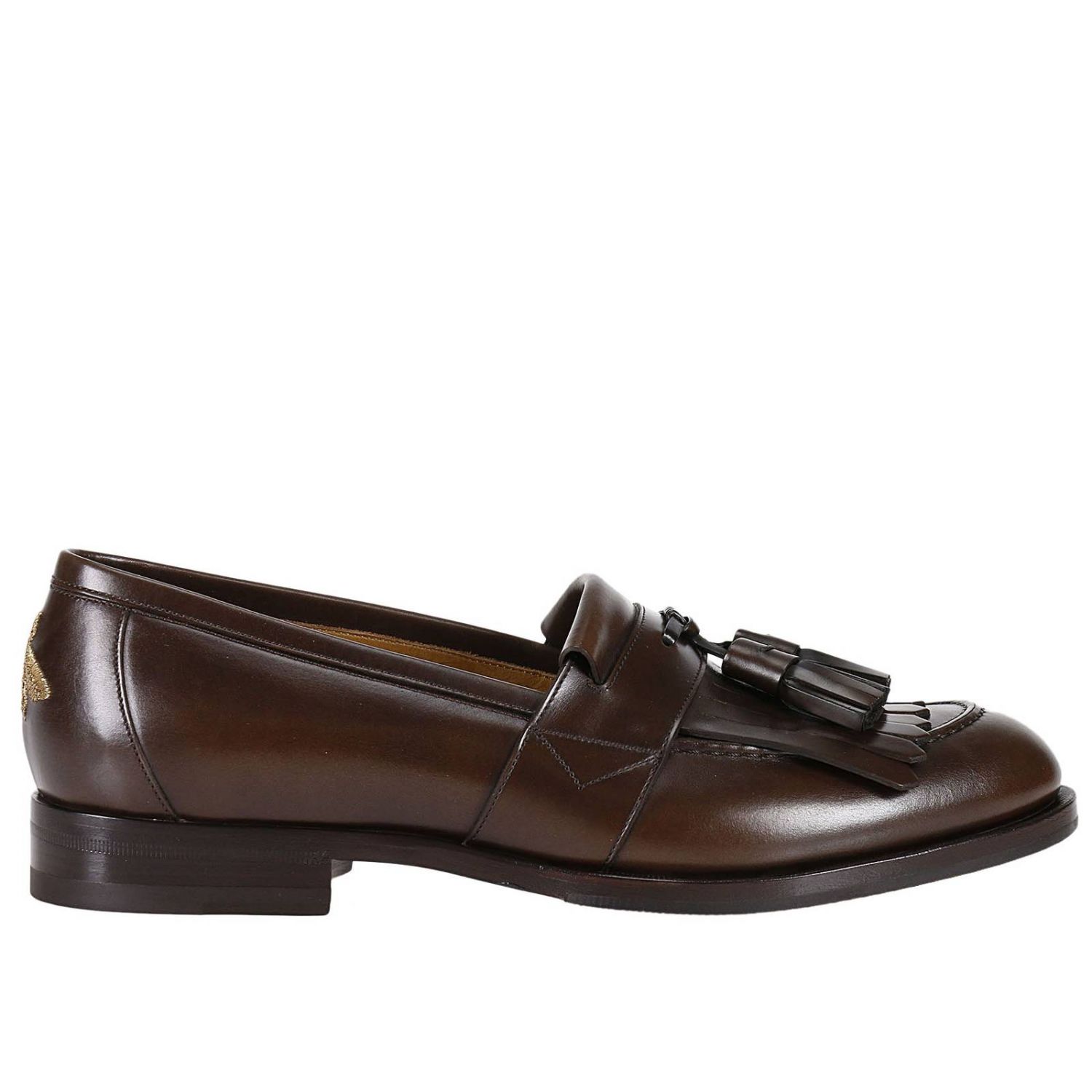 GUCCI: Mocassino Queercore con frange e nappe con ricamo motivo ape sul  tallone - Marrone | Mocassini Gucci 472767 DKG00 GIGLIO.COM