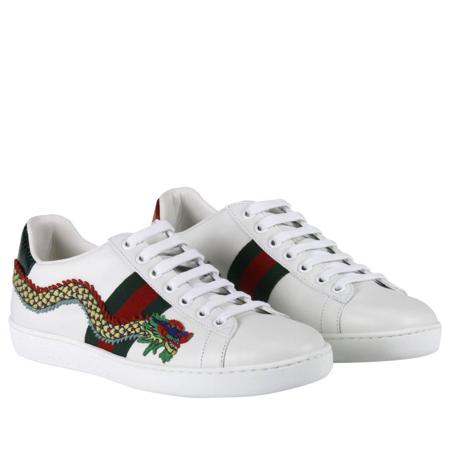 GUCCI: New Ace Sneakers with web bands and dragon embroidery | Sneakers ...