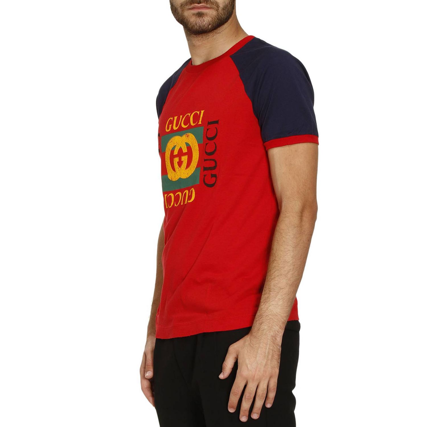 GUCCI: Pure cotton T-shirt with logo print and 