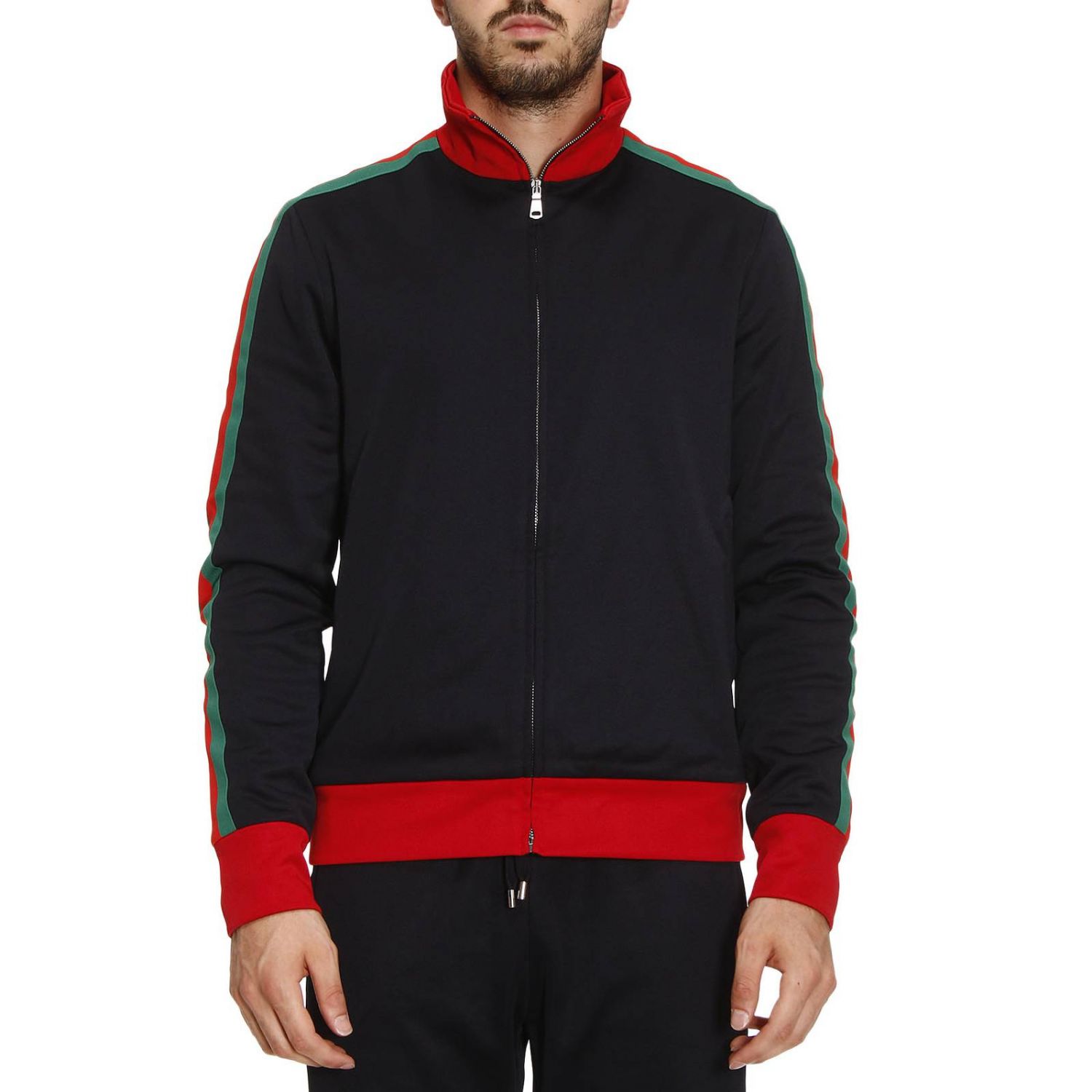 GUCCI: Sweatshirt with zip closure and side Web bands and a back Angry ...
