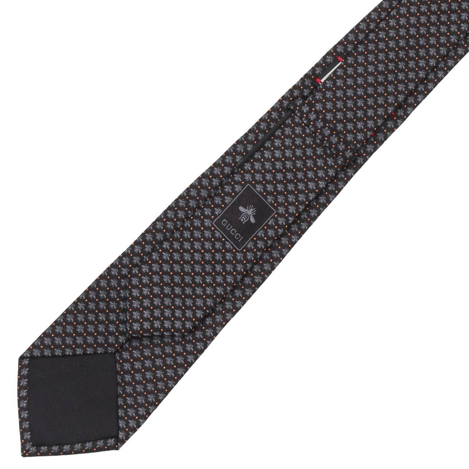 GUCCI: 7 cm pure silk tie with micro bee pattern - Black | Tie Gucci ...