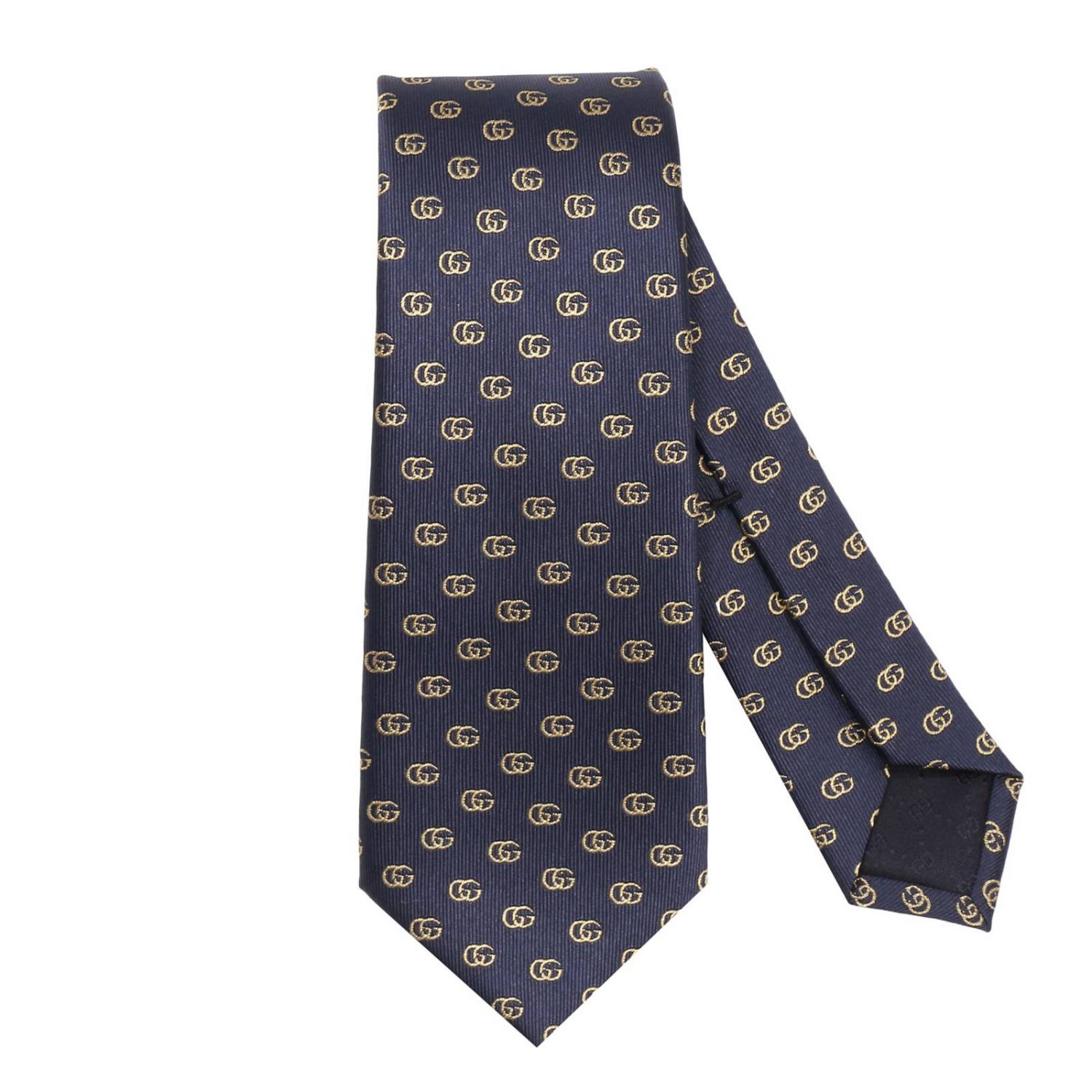 GUCCI: 7 cm tie in pure silk monogram | Tie Men Blue | Tie Gucci 400 GIGLIO.COM