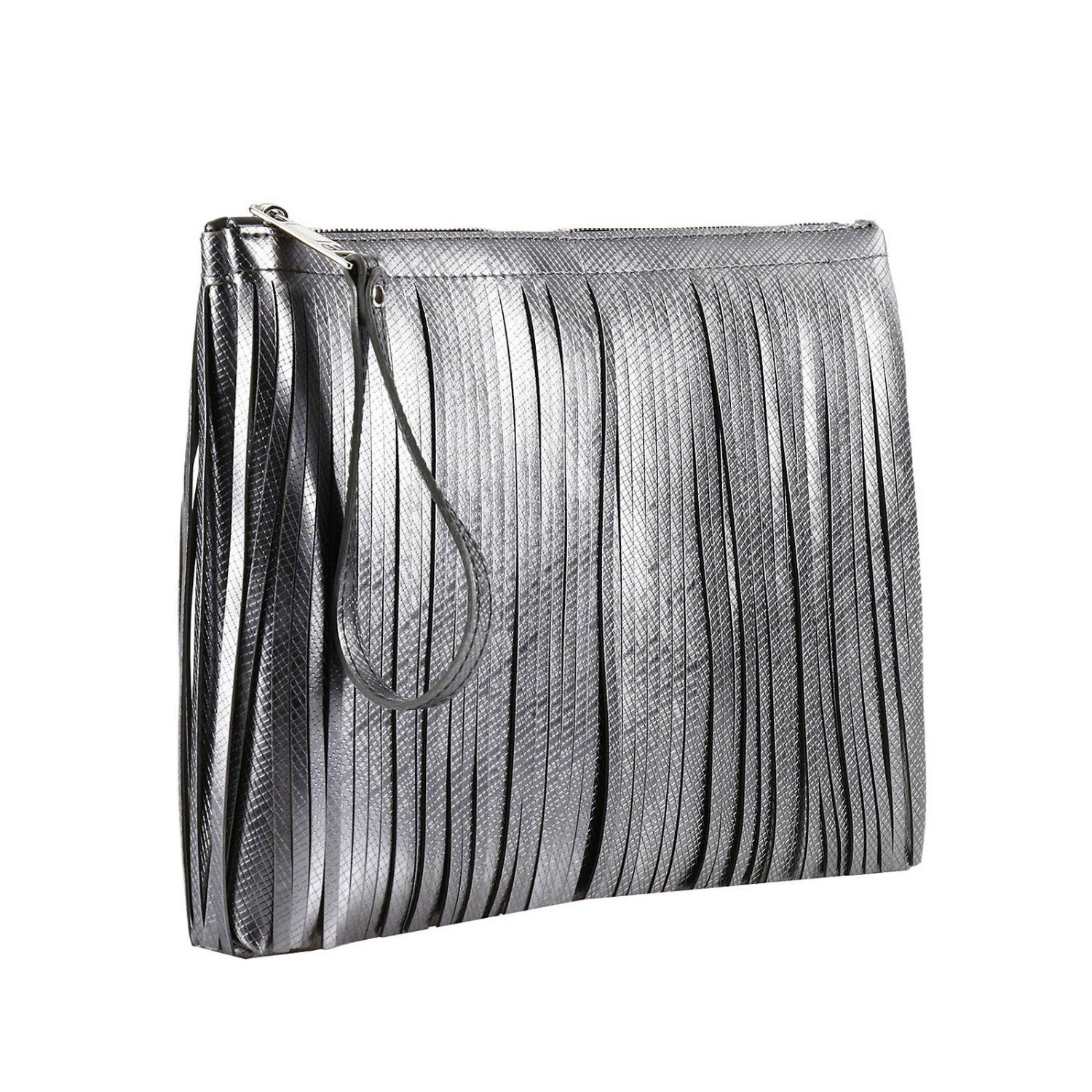 Gum Outlet: Pochette grande in gomma micro operata con effetto laminato e  frange | Clutch Gum Donna Piombo | Clutch Gum 3699 FRLM GIGLIO.COM