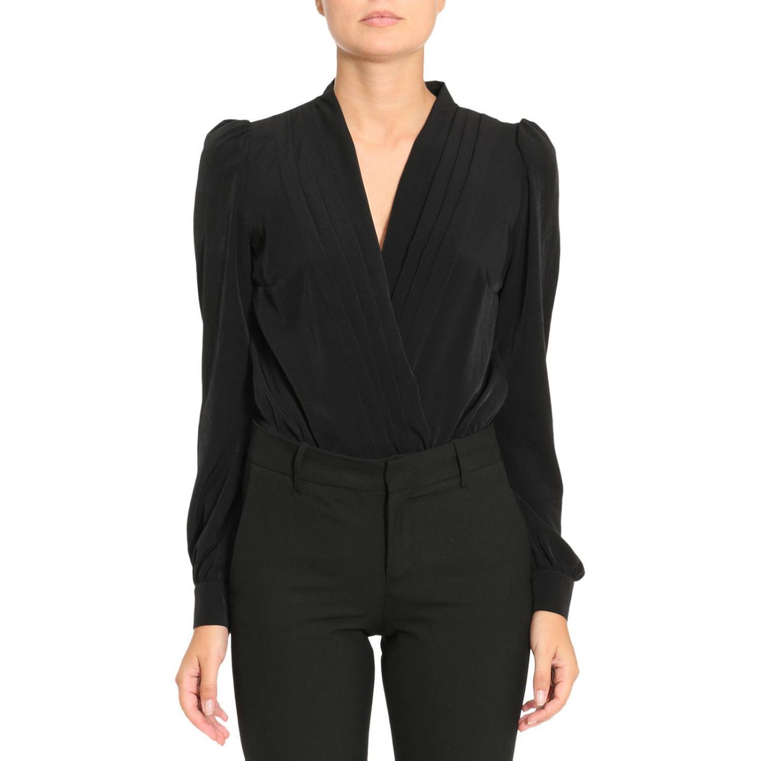 Body Donna Scollo A V Quadrato - Top Sexy Manica Lunga Moda Elasticizzato - Foto 8