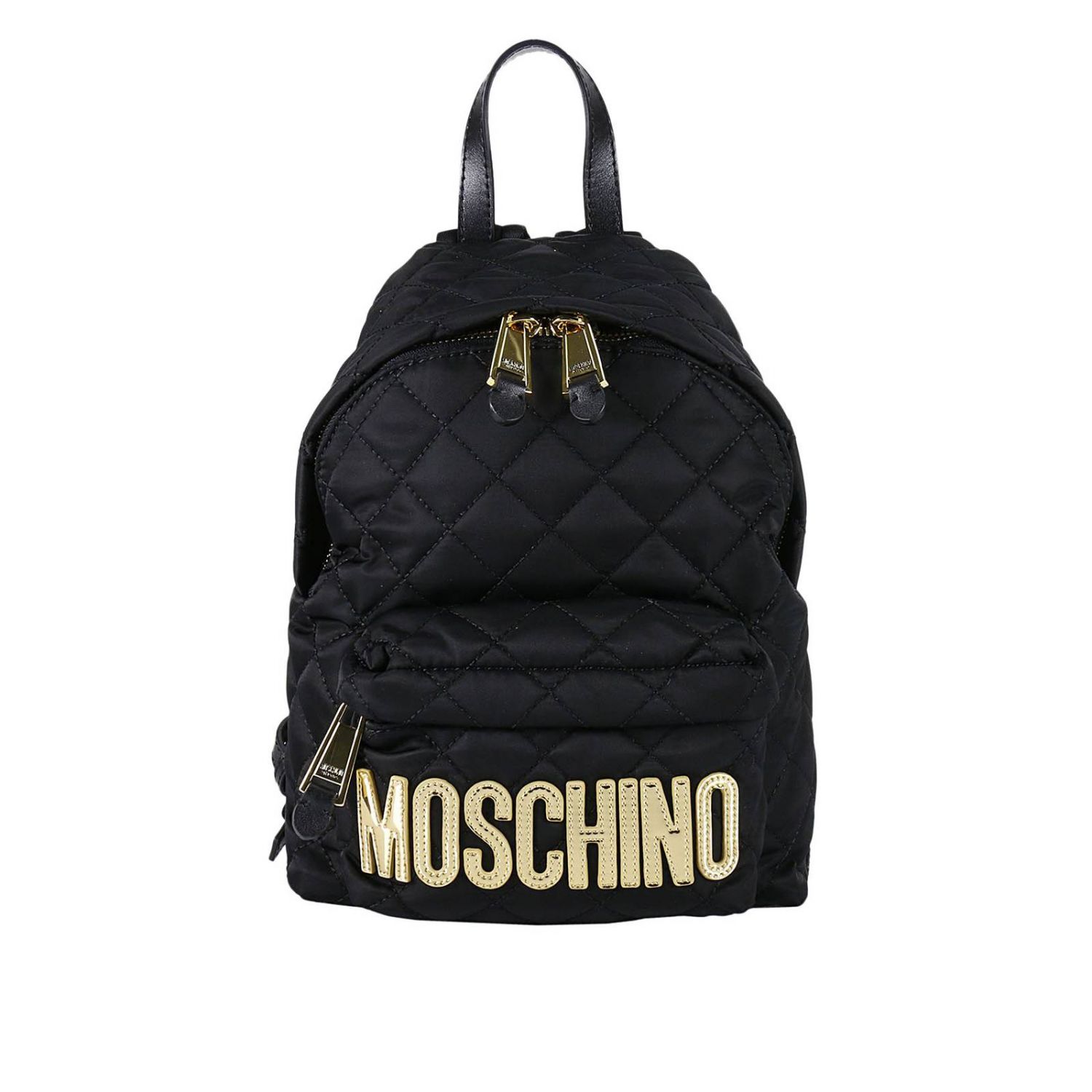Moschino Couture Outlet: Zaino piccolo in tessuto tecnico trapuntato con  maxi logo laminato - Nero | Zaino Moschino Couture 7608 8201 GIGLIO.COM