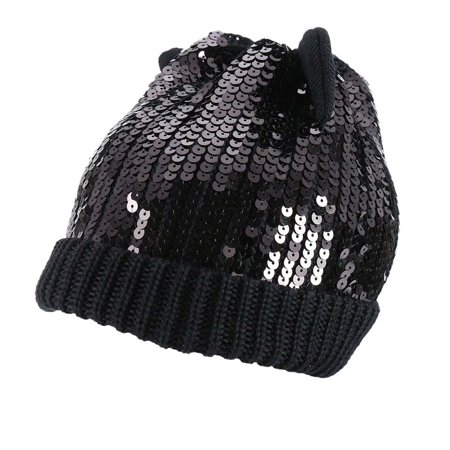 Pinko Outlet: Berretto Doraemon in maglia coste e paillettes con mini  orecchie - Nero | Cappello Bimba Pinko 1A202H-Y3W4 DORAEMON GIGLIO.COM