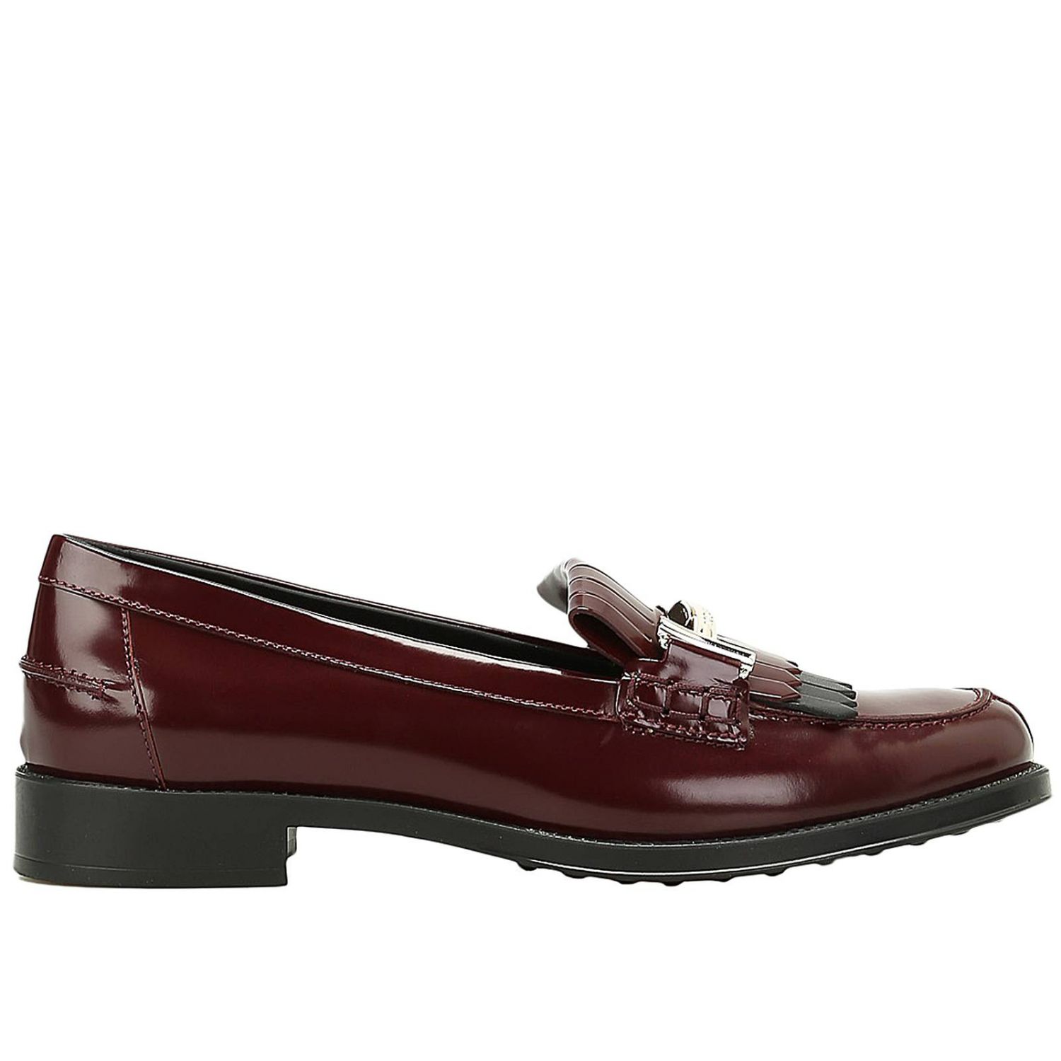 tods burgundy loafers