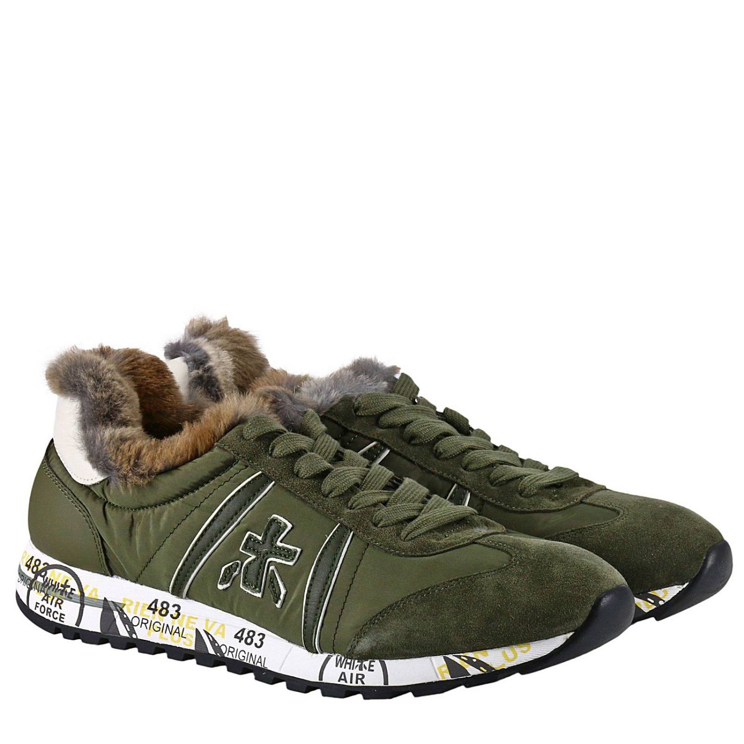 Premiata Outlet: Sneaker Lucy 2622 in camoscio e nylon con interni in  pelliccia di coniglio - Militare | Sneakers Premiata LUCY GIGLIO.COM